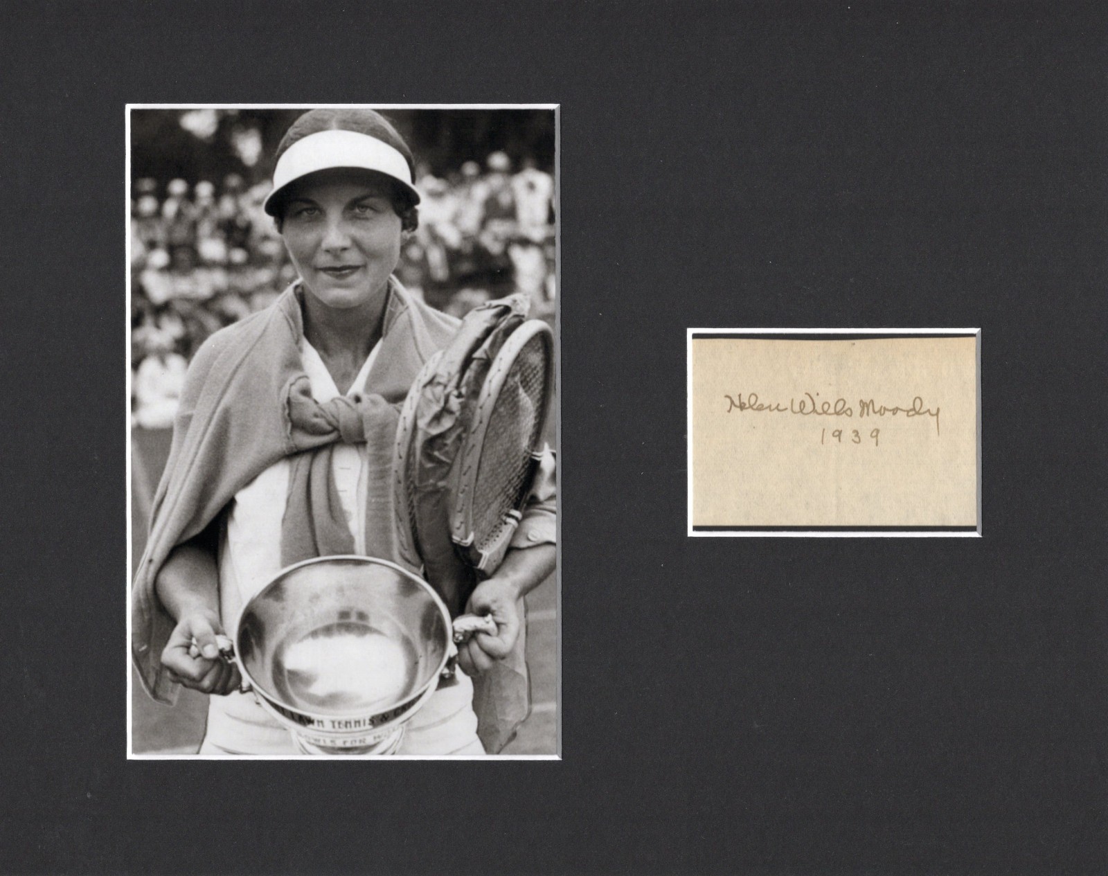 Helen Wills Moody Tennis HOF Olympic Gold Wimbledon Signed Autograph Photo Displ