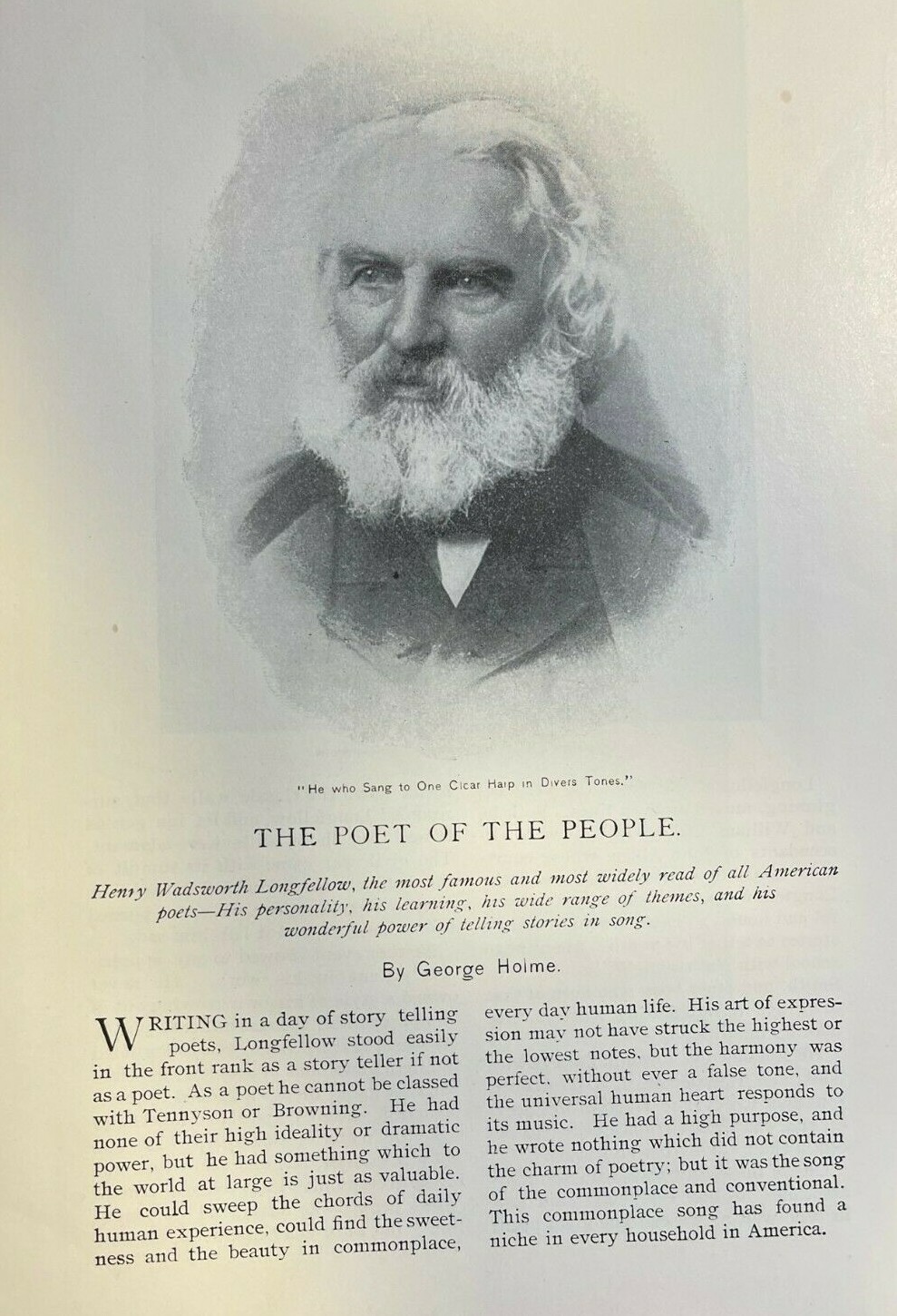1894 henry Wadsworth Longfellow Poet of the People illustrated