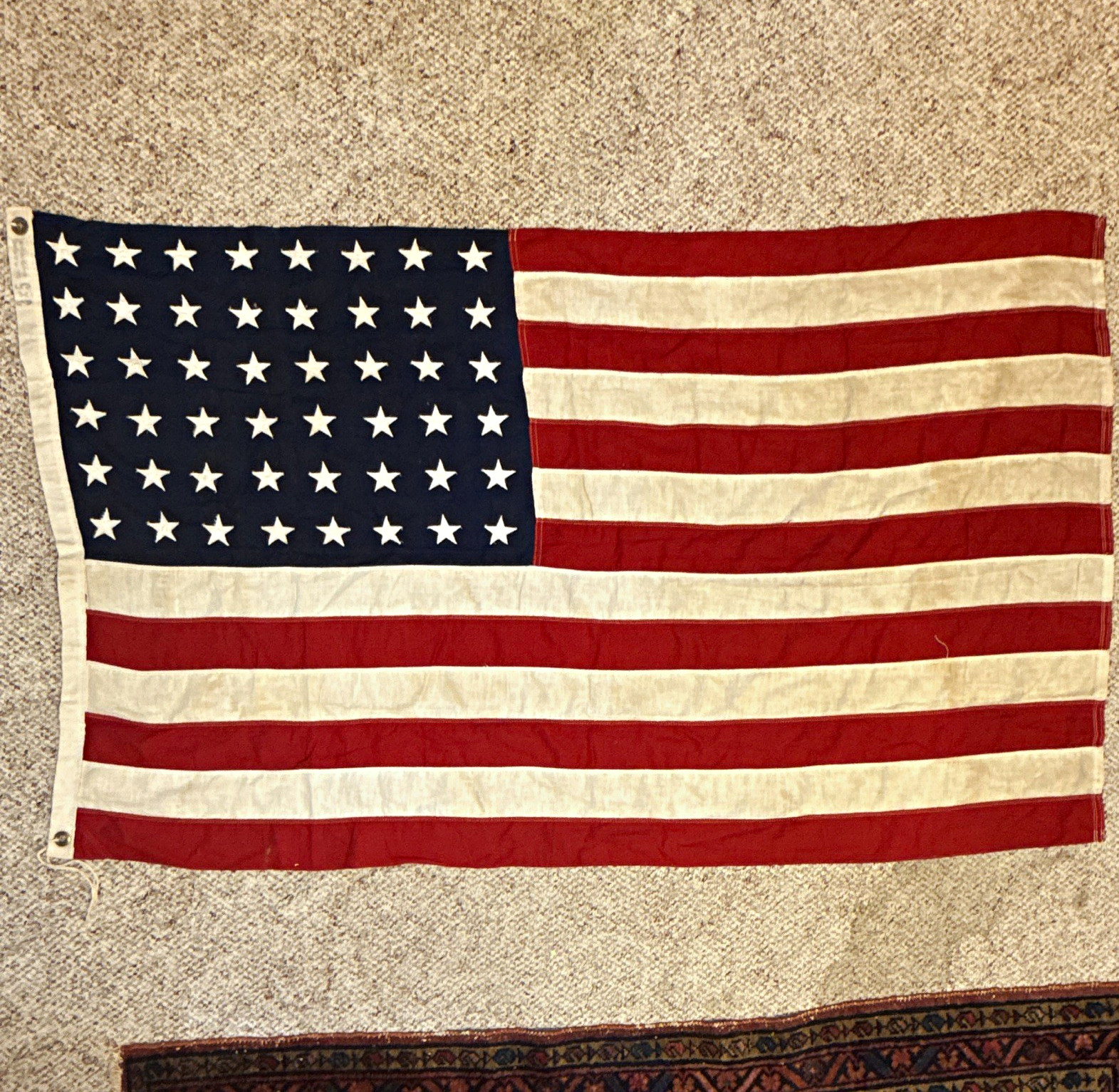 Antique 48 Star American Flag 3x5 Sewn Stars Stripes Bunting 1912-1959 vintage