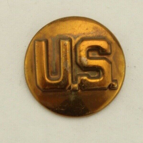 WW2 Type V Clutch US Army Enlisted U.S. Pin Collar Brass Disc Insignia