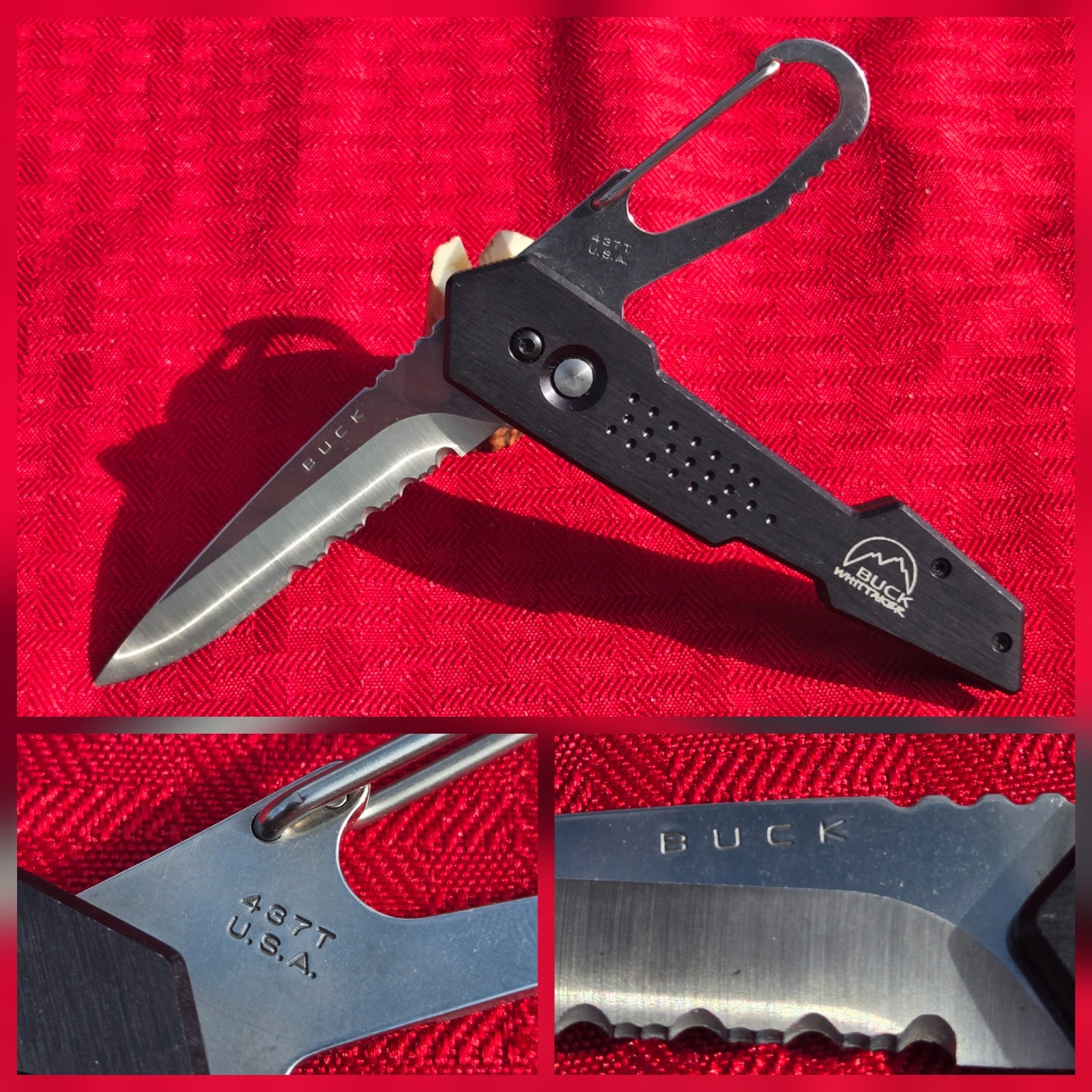 2003 Buck USA Revolution 437-BKX-0 Whittaker Black Carabiner Folding Knife 437