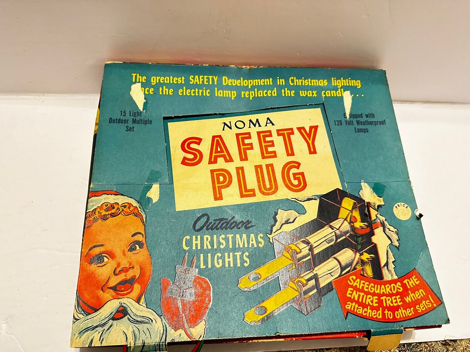 Vintage NOMA Safety Plug Outdoor 15 Christmas Lights in Original Box