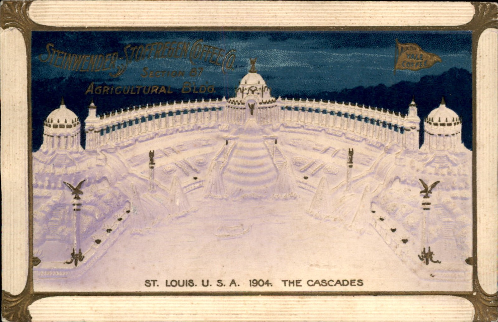 St. Louis World\'s Fair The Cascades Airbrushed Embossed c1904 Postcard bhn