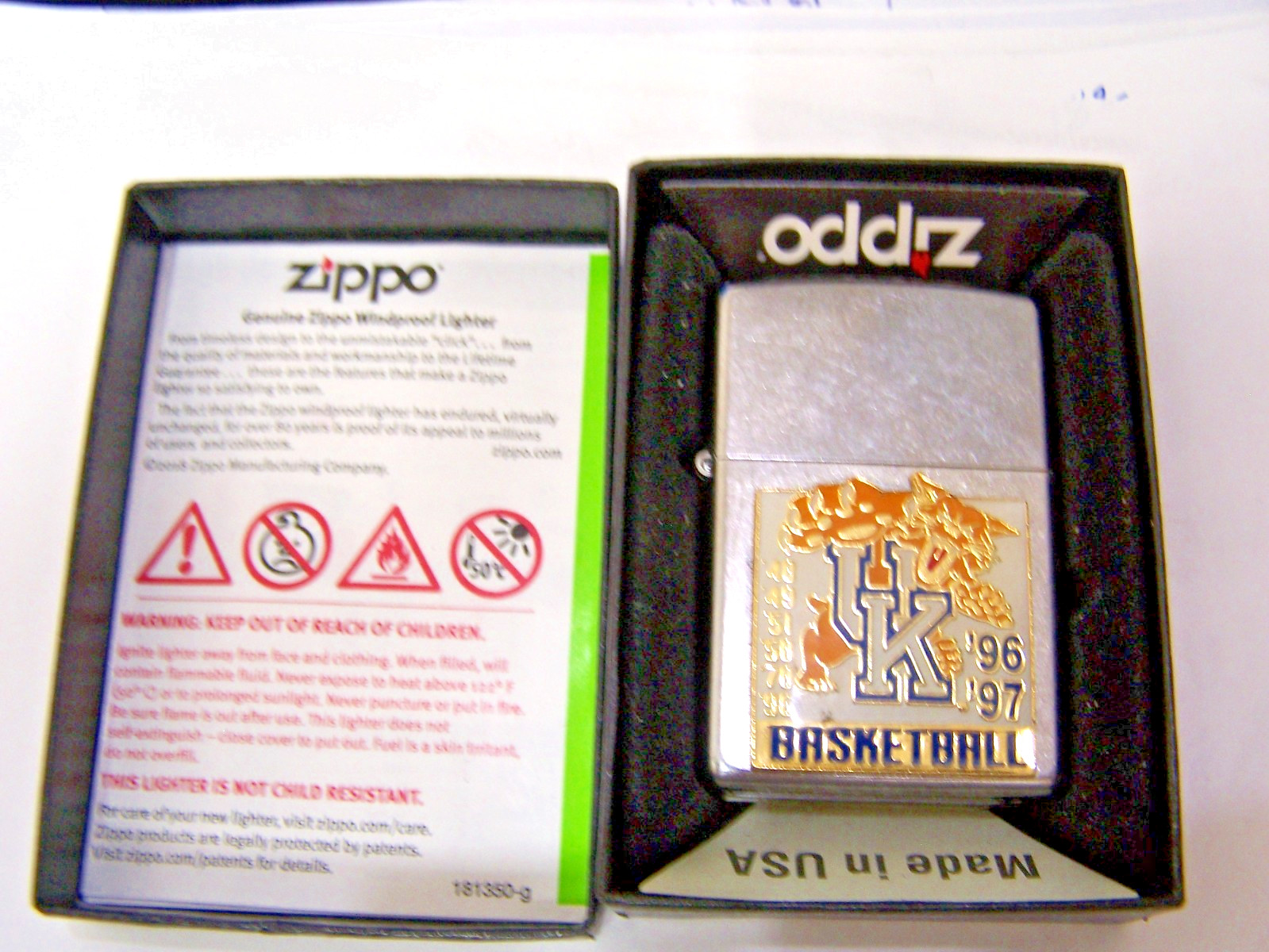 NEW Zippo Lighter NEW 1996/1997 Kentucky Wildcats NCAA Championship Emblem