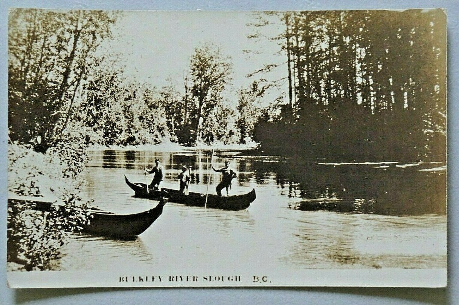 Bulkley River Slough British Columbia Canada Native Americans Postcard RPPC 5896