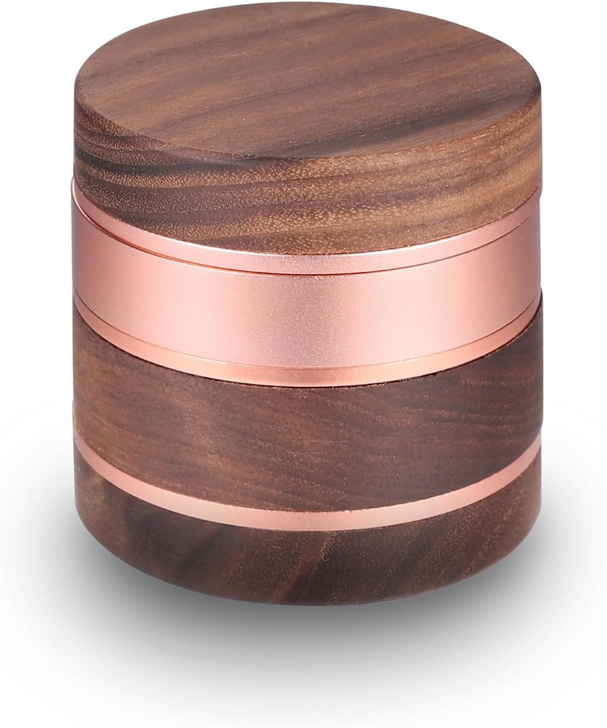 2.5inch Walnut Solid Wood Metal Herbal Herb Spice Grinder Crusher in RoseGold