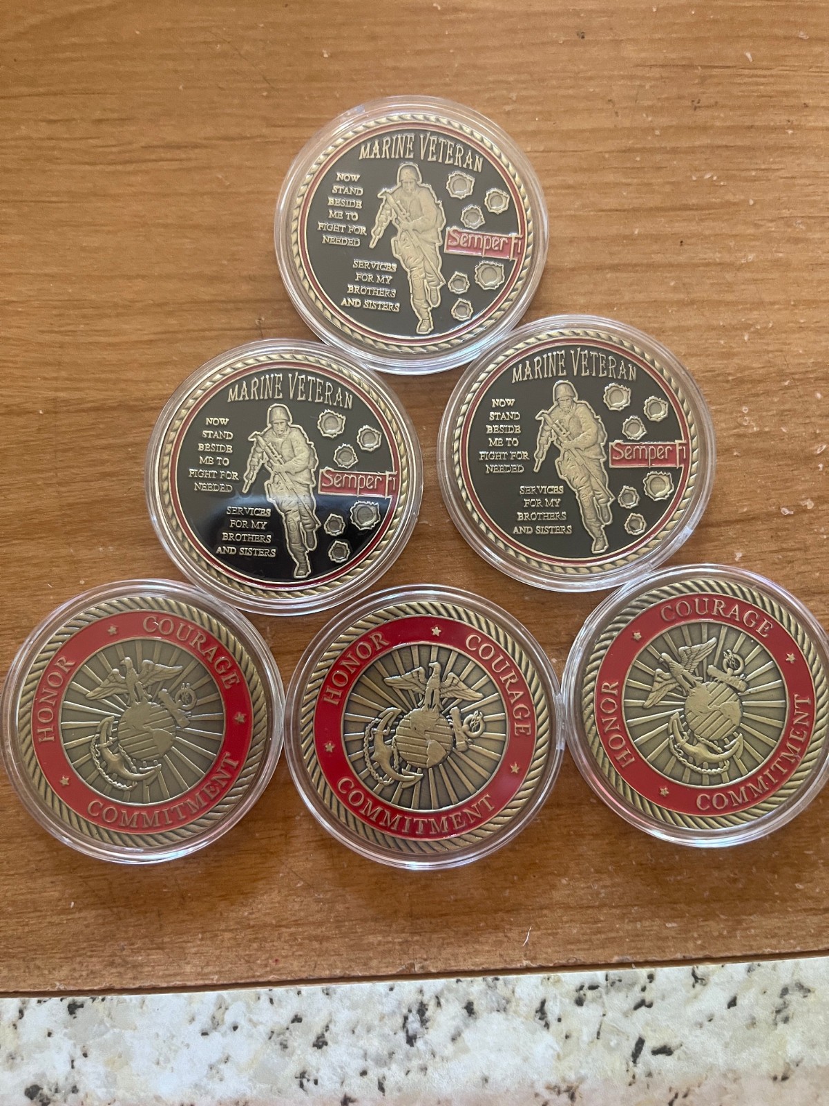 6 Veteran Military Coin Marine Corps Semper Fi New in cases Veterans Day gifts