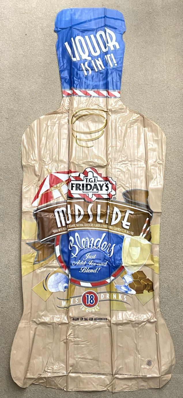 Vintage T.G.I. Fridays Mudslide Blenders Vinyl Bottle Shaped Inflatable 69