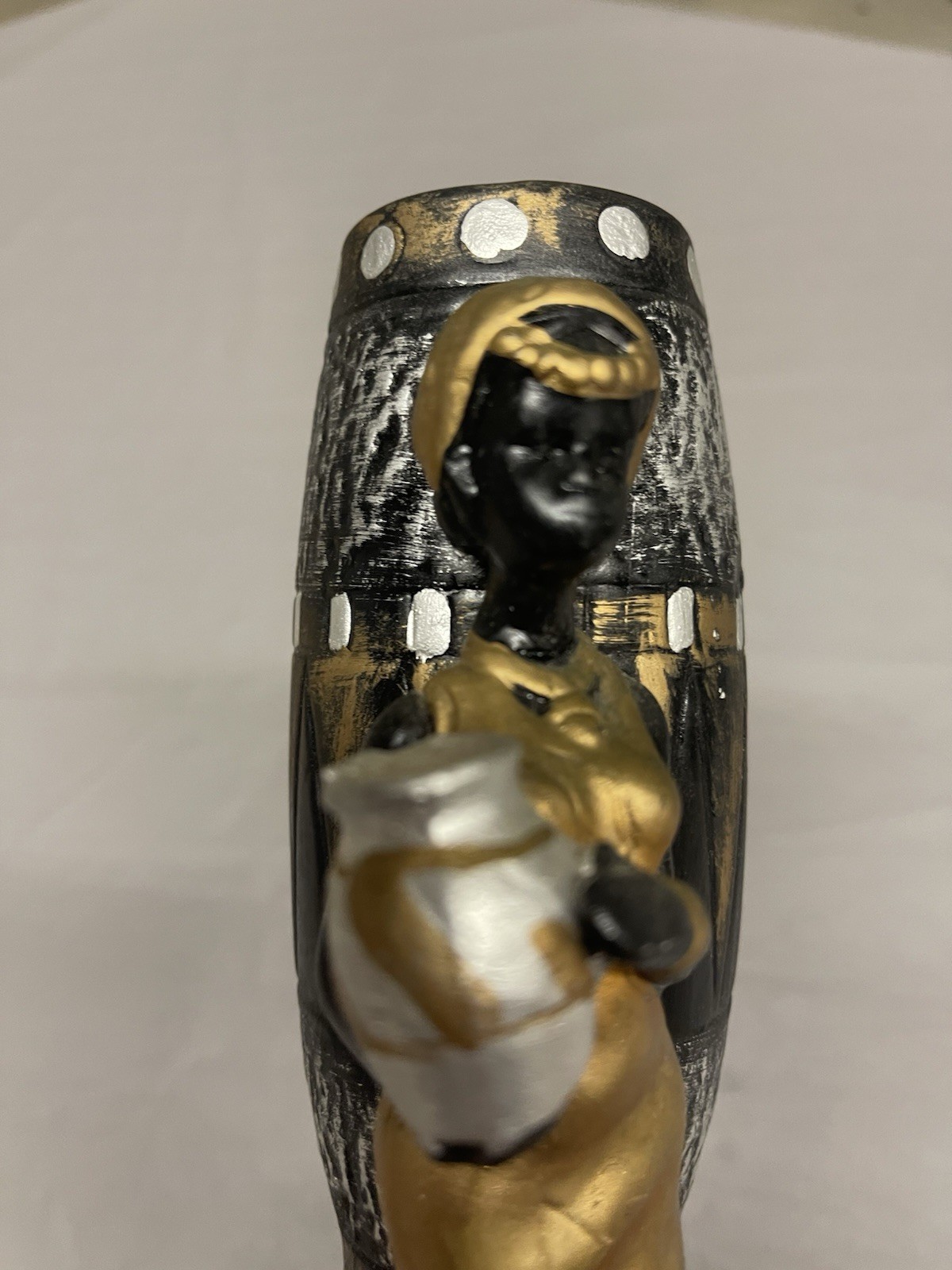 Vintage Antique Hand Painted African Woman Vase