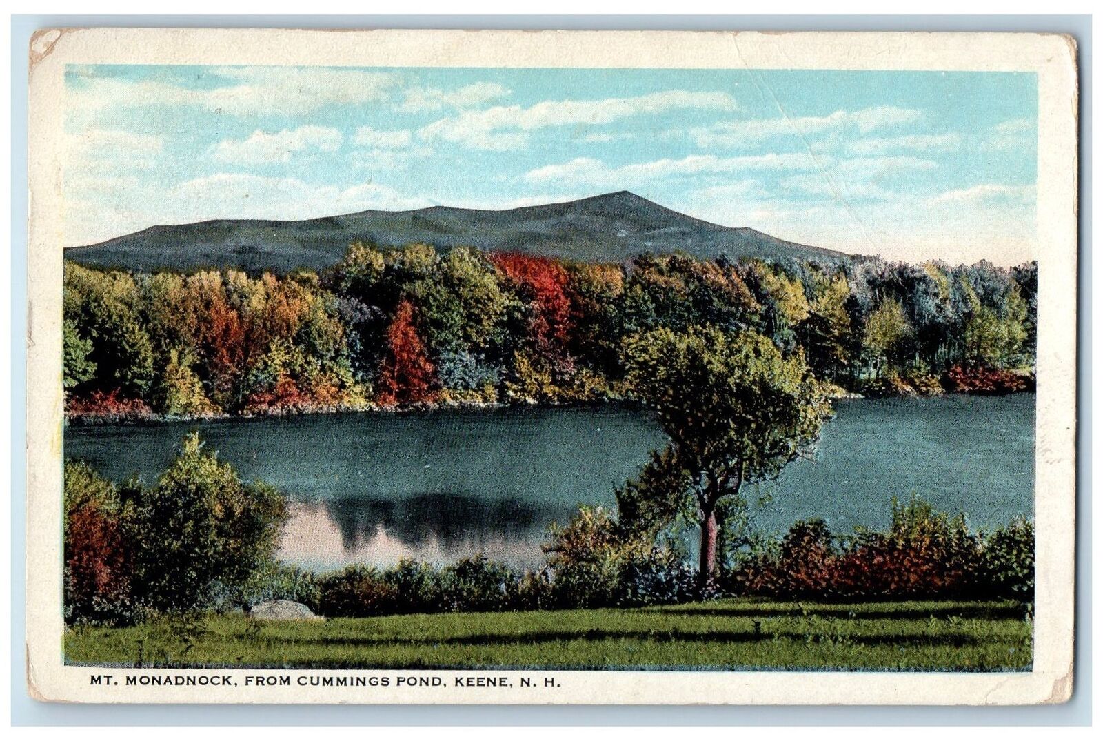 1922 Mt. Monadnock From Cummings Pond Lake Grove Keene New Hampshire NH Postcard