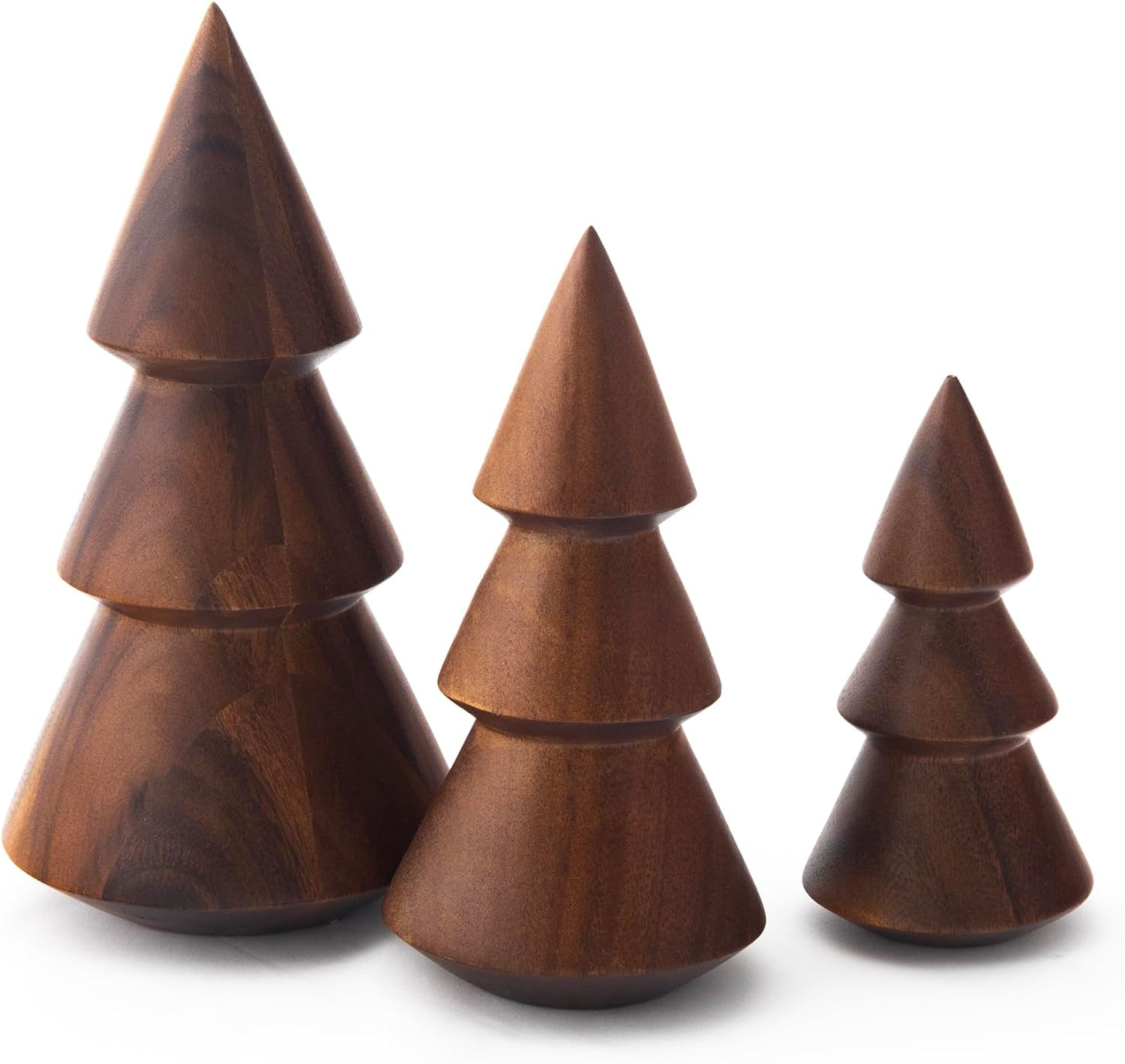 Nambe Wooden Tree Trio | Set of 3 Mini Christmas Trees Figurines | Mini Christma