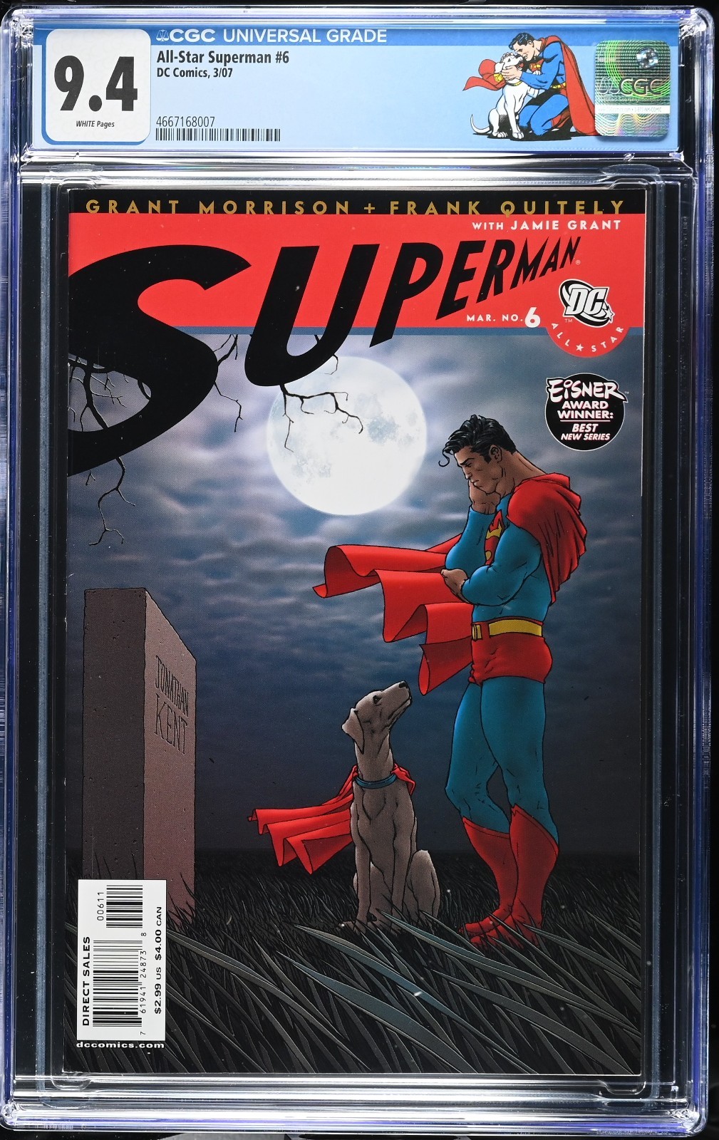 All-Star Superman #6 CGC 9.4 Custom Label DC Comics 2007 Morrison Low Census