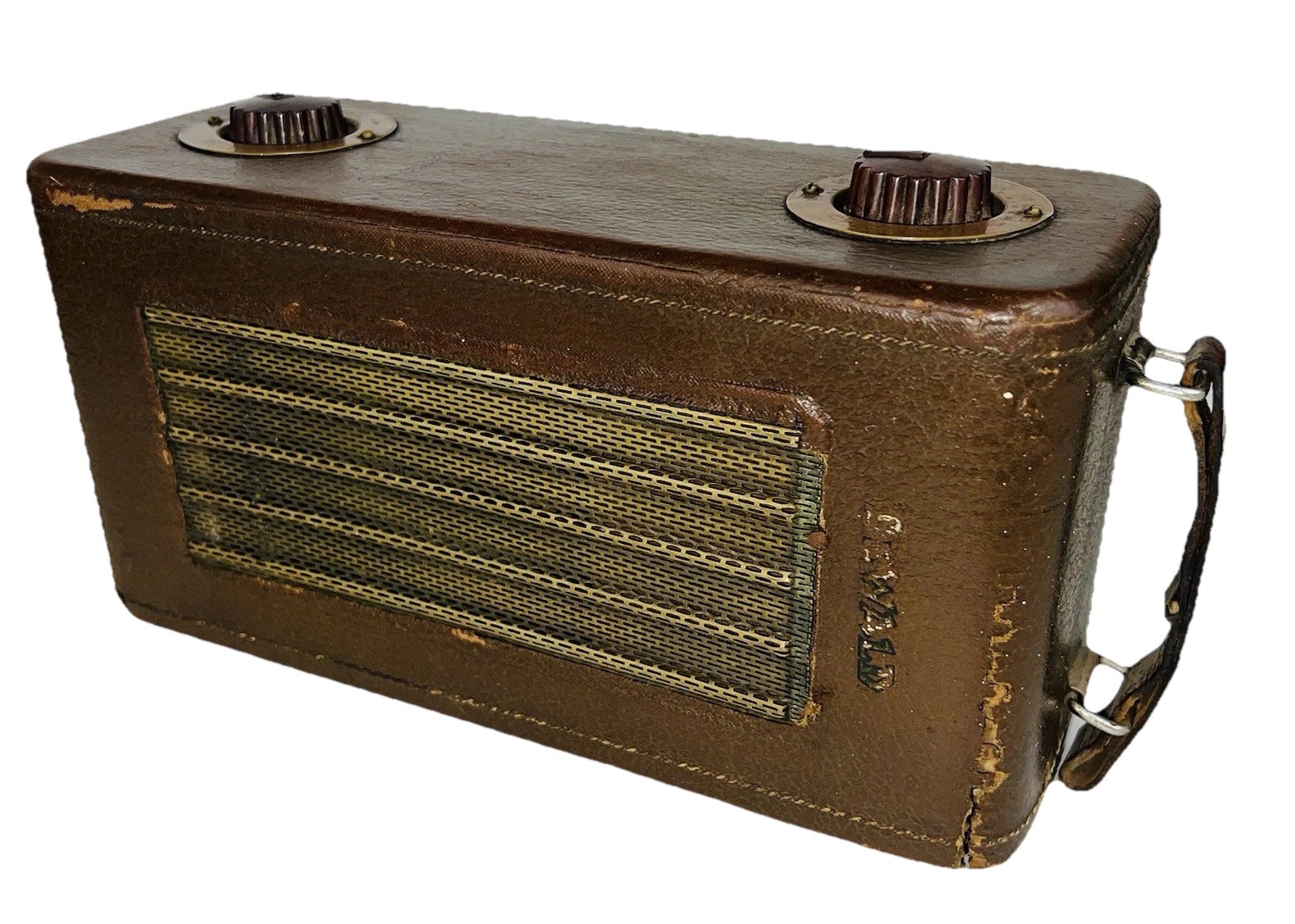 Very Rare Vintage DeWald Superheterodyn Radio Model Made In Cowhide Case #84374