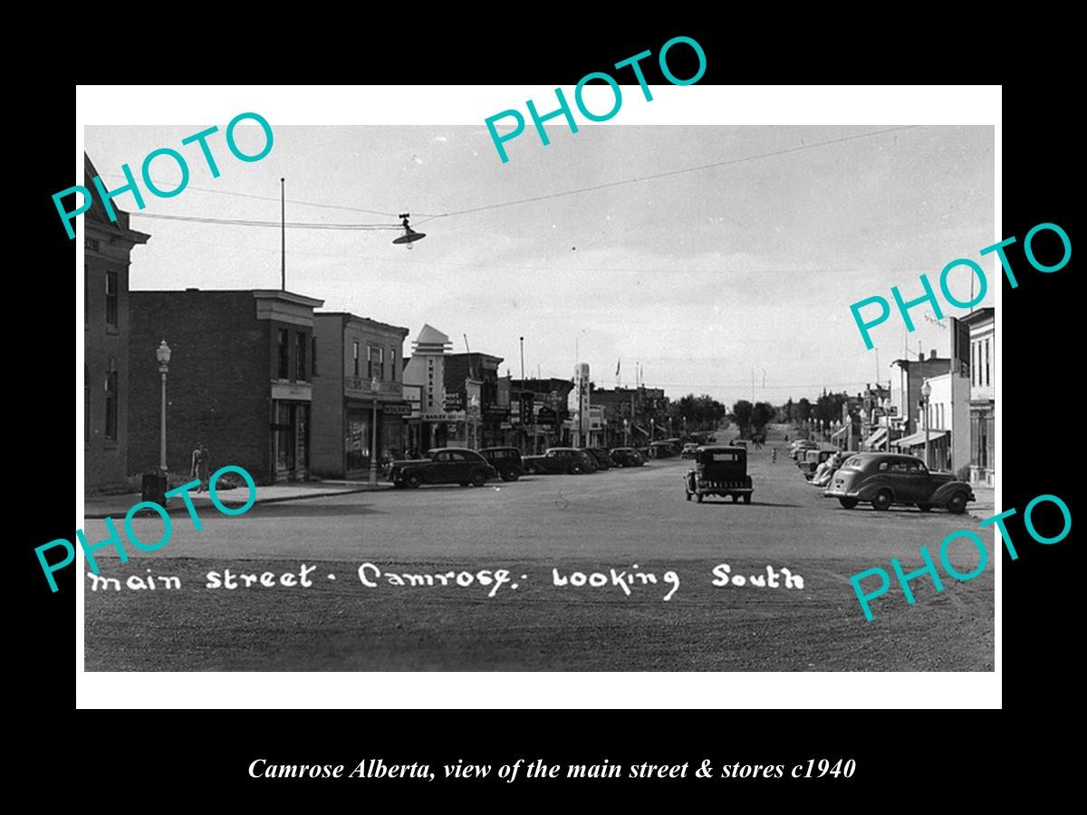 Camrose Alberta Canada The Main St & Stores c1940 Old Large Historic Photo