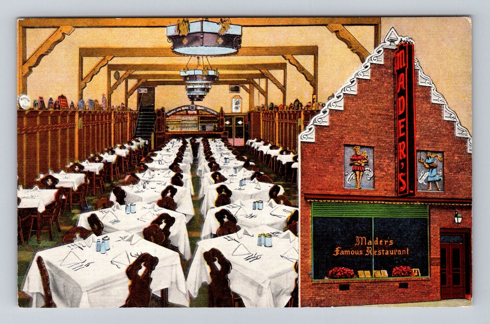Milwaukee WI-Wisconsin, Mader's Famous Restaurant Advertising Vintage Postcard
