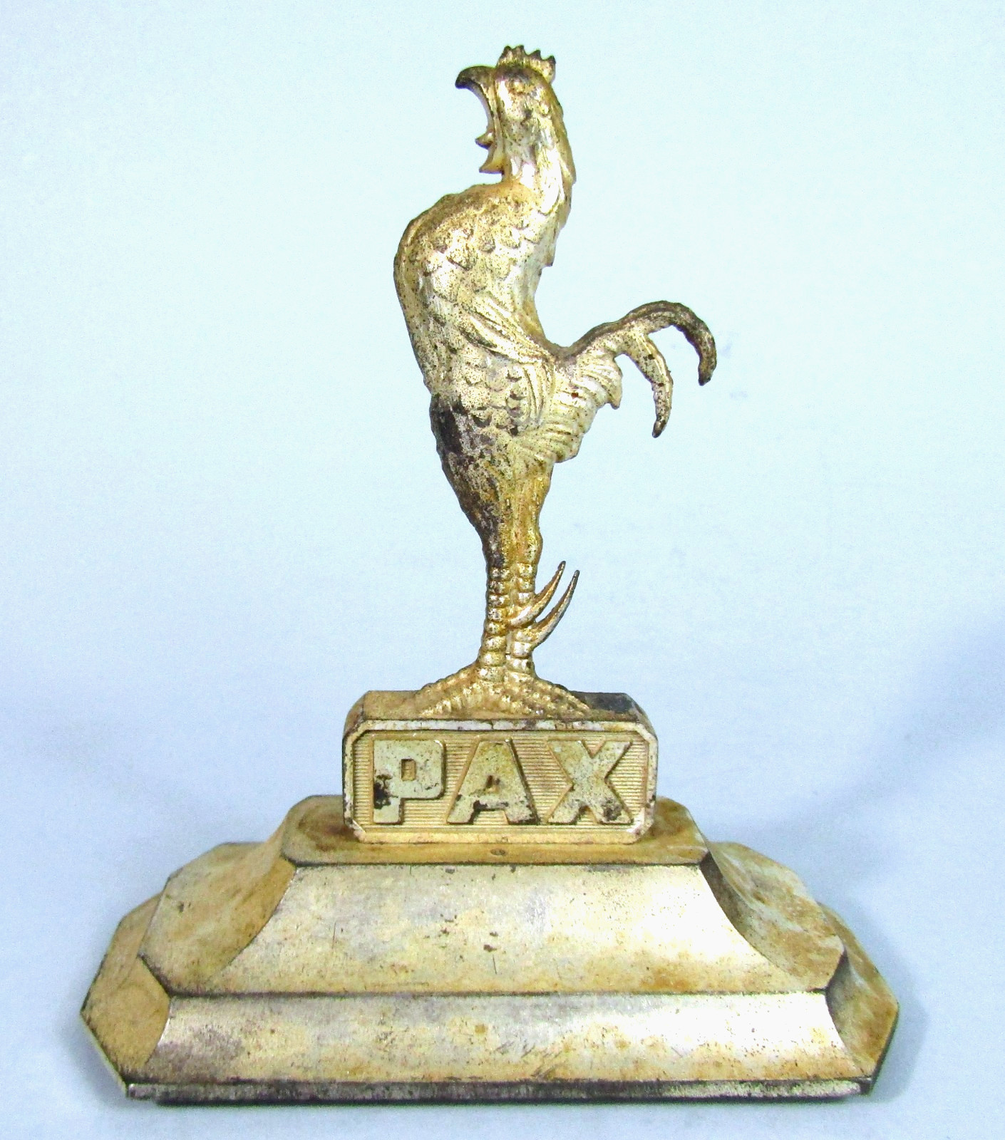 PAX Powdered Soap Metal Rooster Mascot Vintage 1940s Advertising Figurine