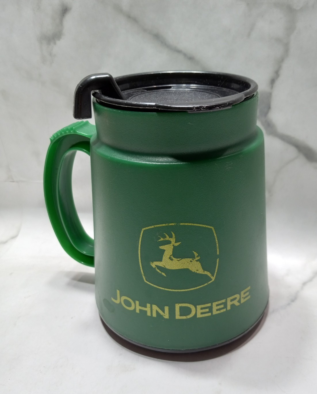Vintage John Deere Shuttle Mug 20 oz Coffee Cup w/Lid Green & Yellow Betras USA