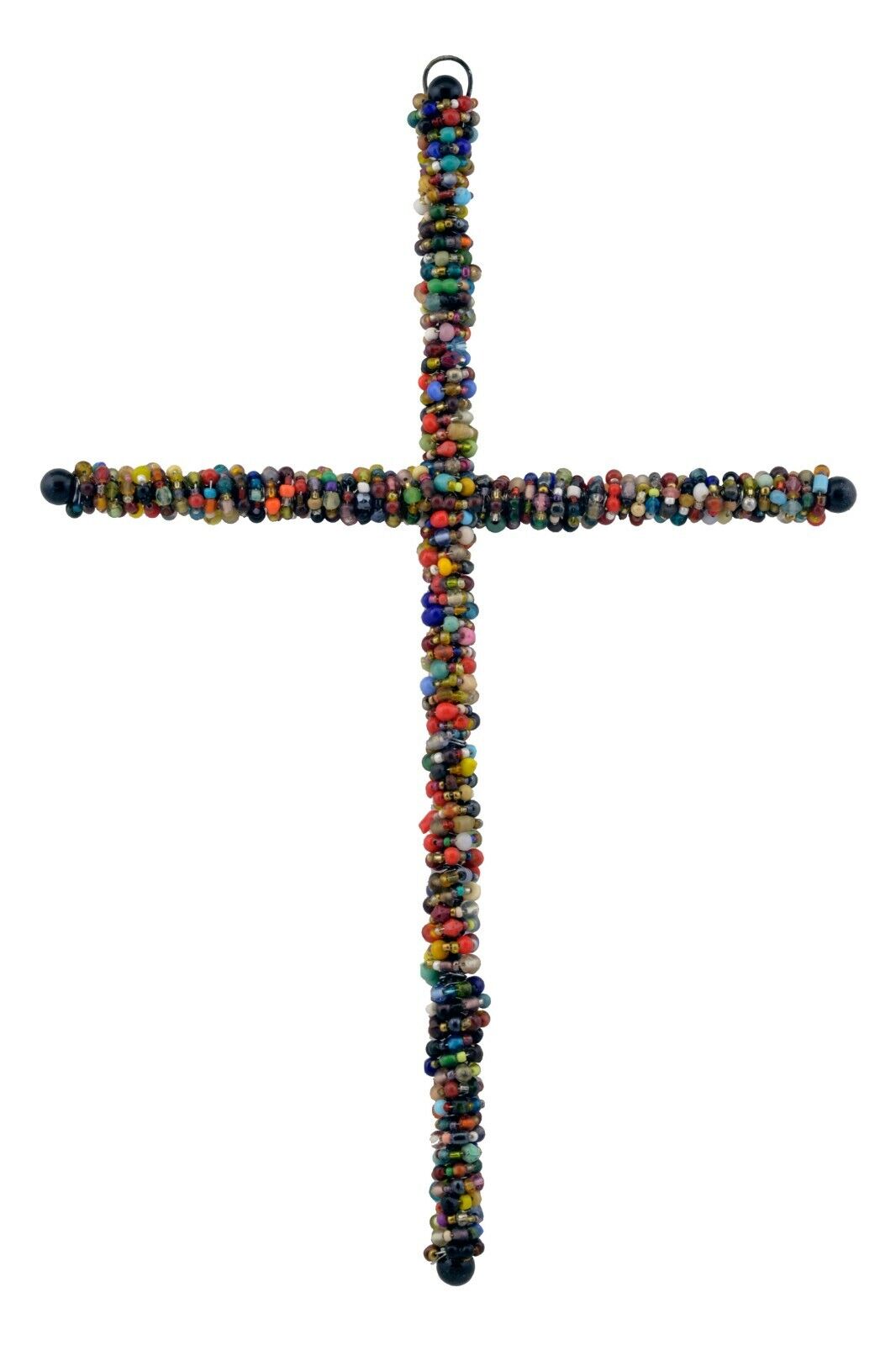 Multicolored Beaded Wall Cross wire-wrapped Metal Cross Large 12.25\