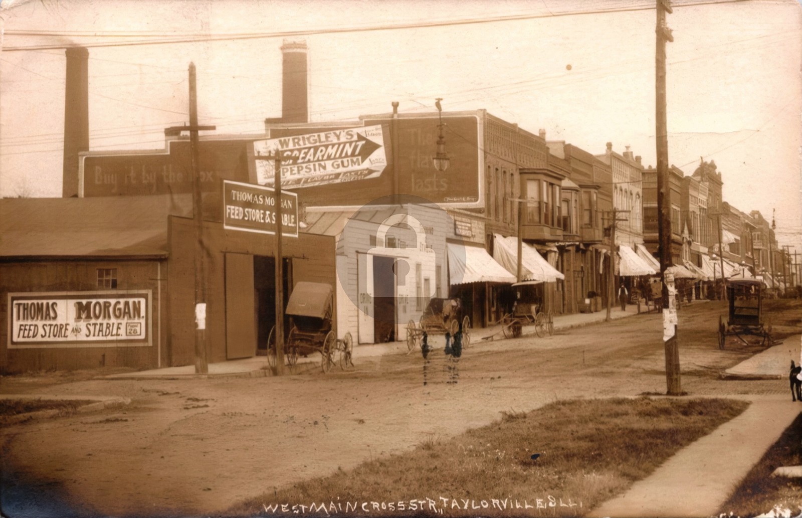 Taylorville IL Illinois W Main View 1914 RPPC Photo Postcard COPY