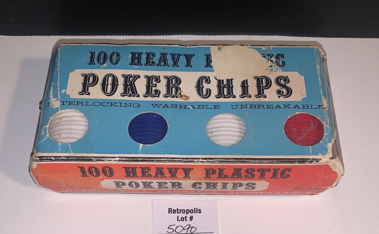 Crisloid 100  Interlocking Heavy Plastic Poker Chips Red White Blue Vintage