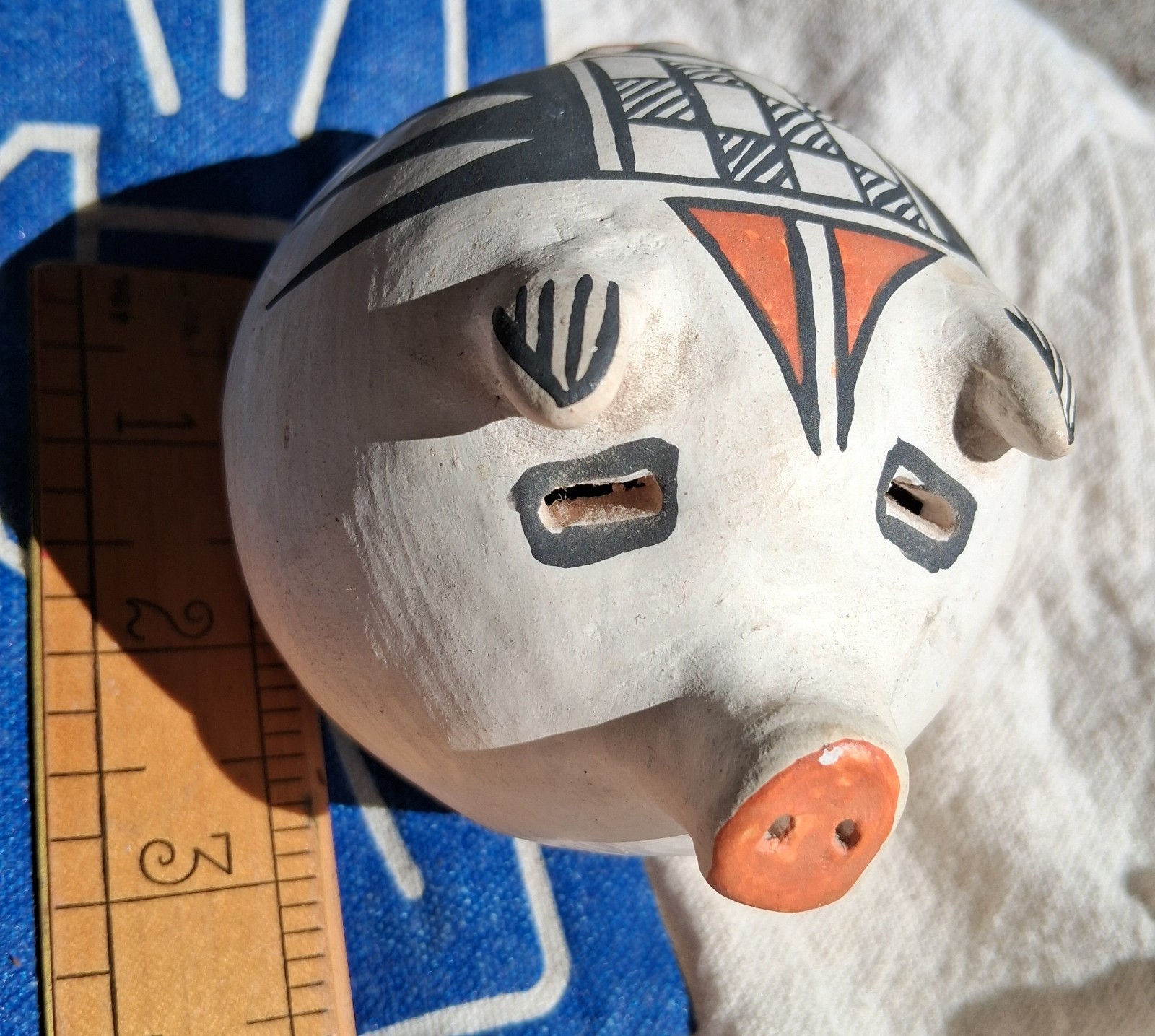 Vintage Acoma Pottery Pig signed \