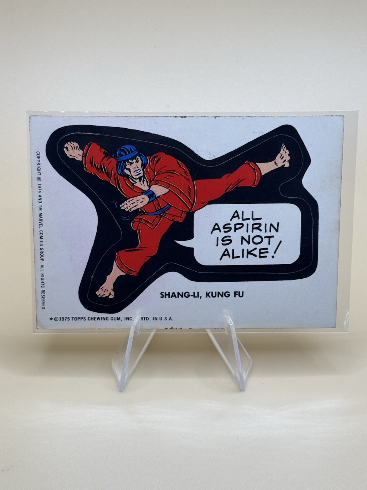 1974 / 1975 TOPPS MARVEL COMIC BOOK HEROES STICKER CARD - SHANG-LI KUNG FU