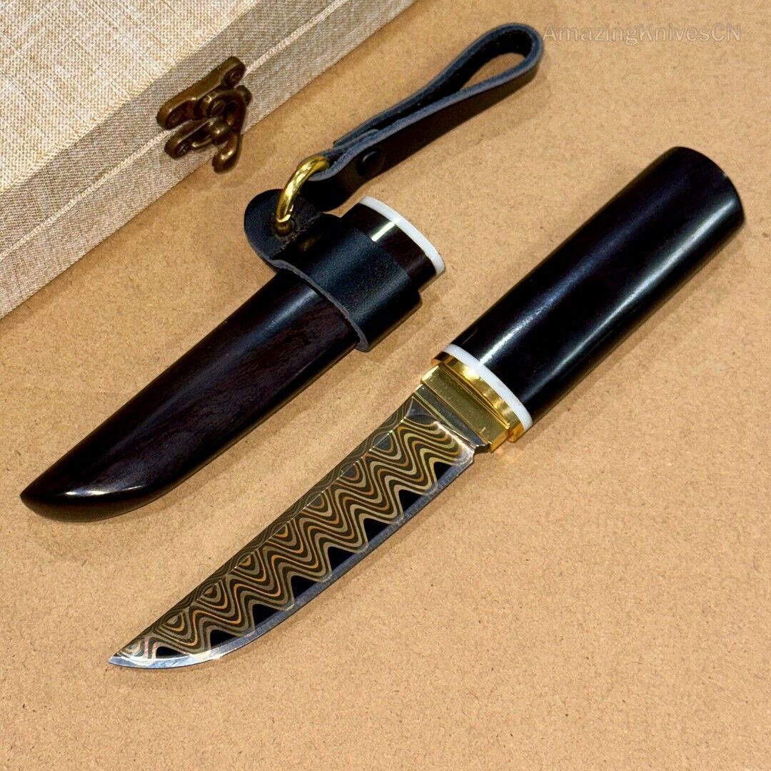 Handcrafted Japanese Style Katana Knife Copper Damascus Ninja Warrior Bushido