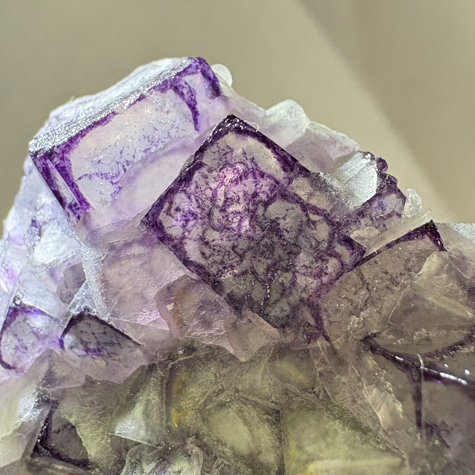 Natural Crystal QR-CODE Phantom Fluorite Cluster Rare Specimen Raw Mineral Focus