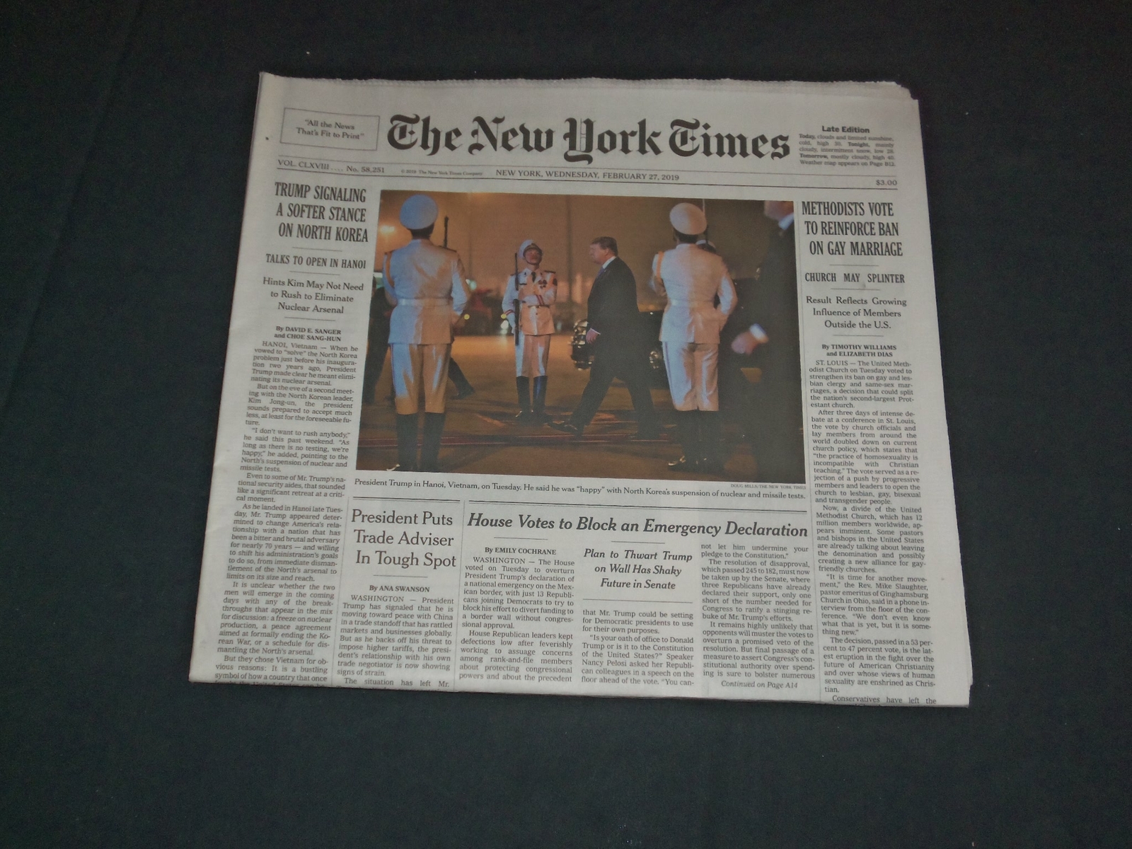 2019 FEBRUARY 27 NEW YORK TIMES - TRUMP SIGNALING SOFTER STANCE ON NORTH KOREA 2019 FEBRUARY 27 NEW YORK TIMES - TRUMP SIGNALING SOFTER STANCE ON NORTH KOREA