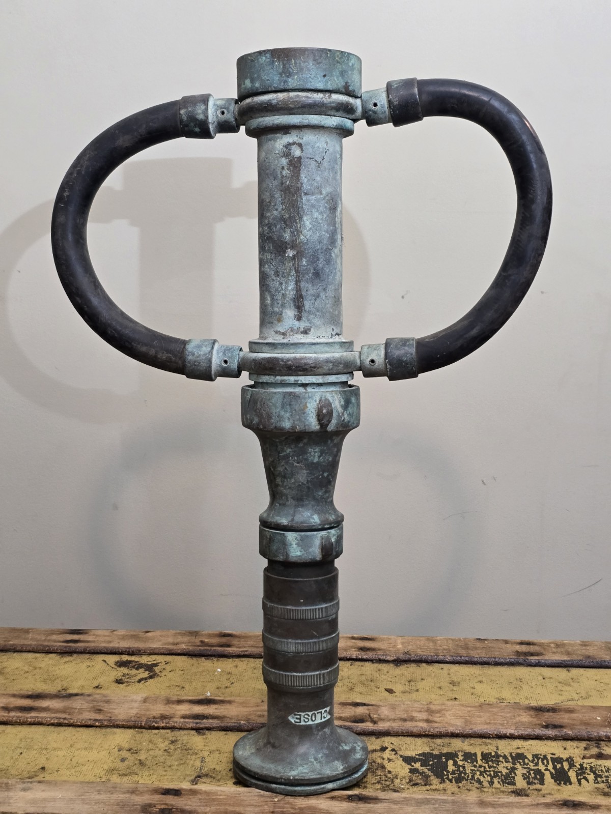Vintage Elkhart Brass Fire Hose Nozzle Playpipe 205-B Dual Handle Firefighter