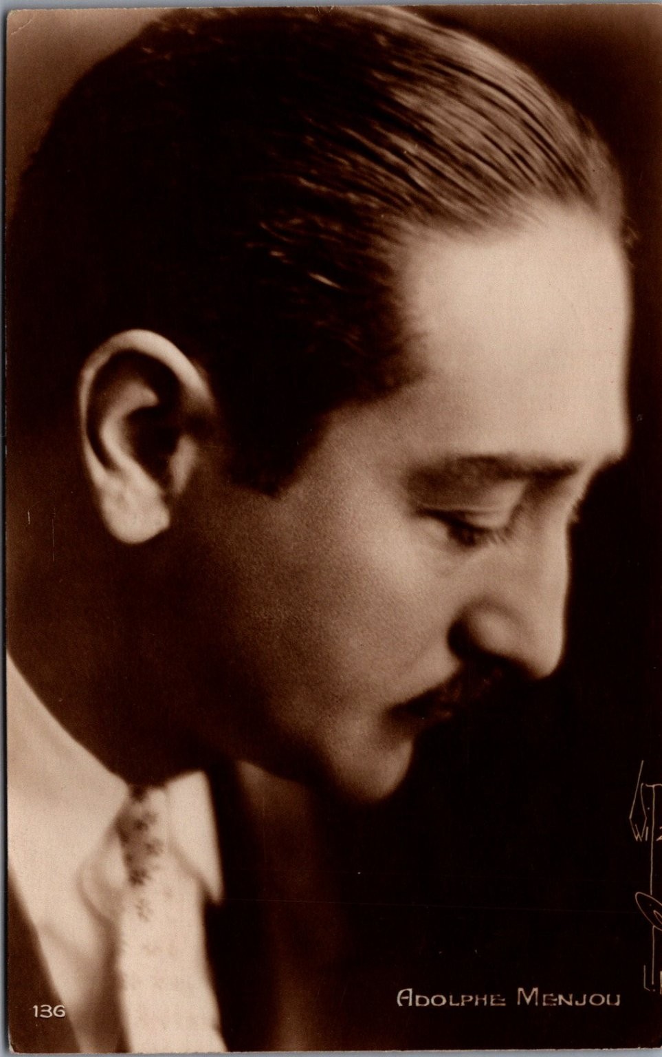 Adolphe Menjou Actor RPPC Postcard 1941 Hollywood Star Portrait