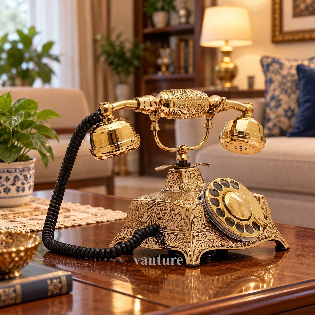Nautical Antique Brass Telephone Rotary Dial Working Solid Beautiful Victorian