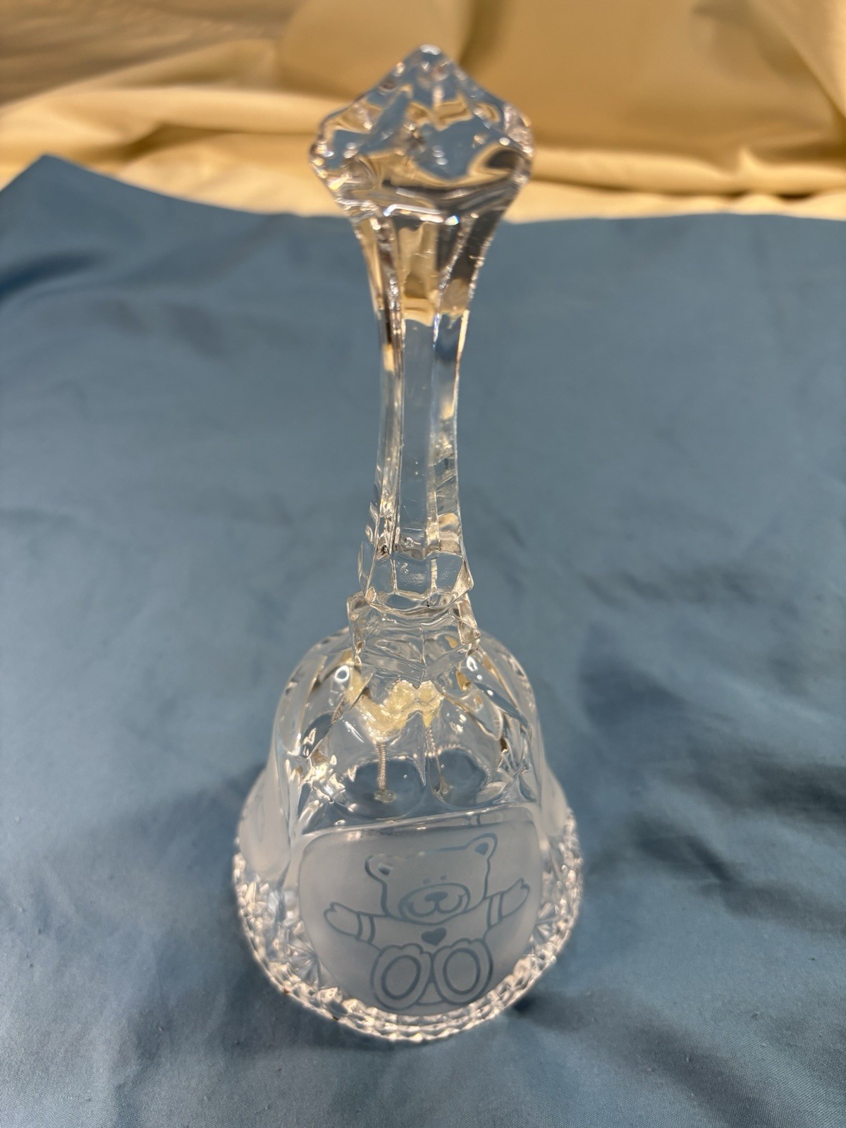 Crystal Bell With Etched Teddy Bear 8 inches tall