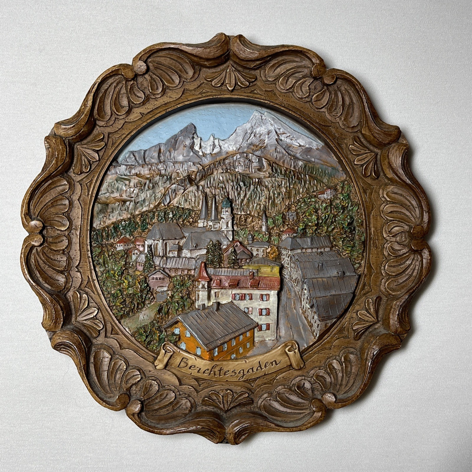 Vintage Hand Carved Berchtesgaden Germany Wood Relief Wall Plaque Bavarian Scene Vintage Hand Carved Berchtesgaden Germany Wood Relief Wall Plaque Bavarian Scene