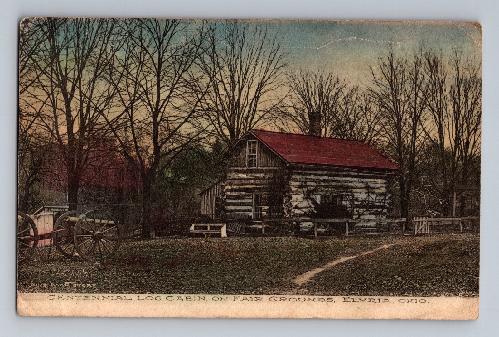 Centennial Log Cabin On Fair Grounds Elyria Ohio Postcard Bins Bookstore 1910