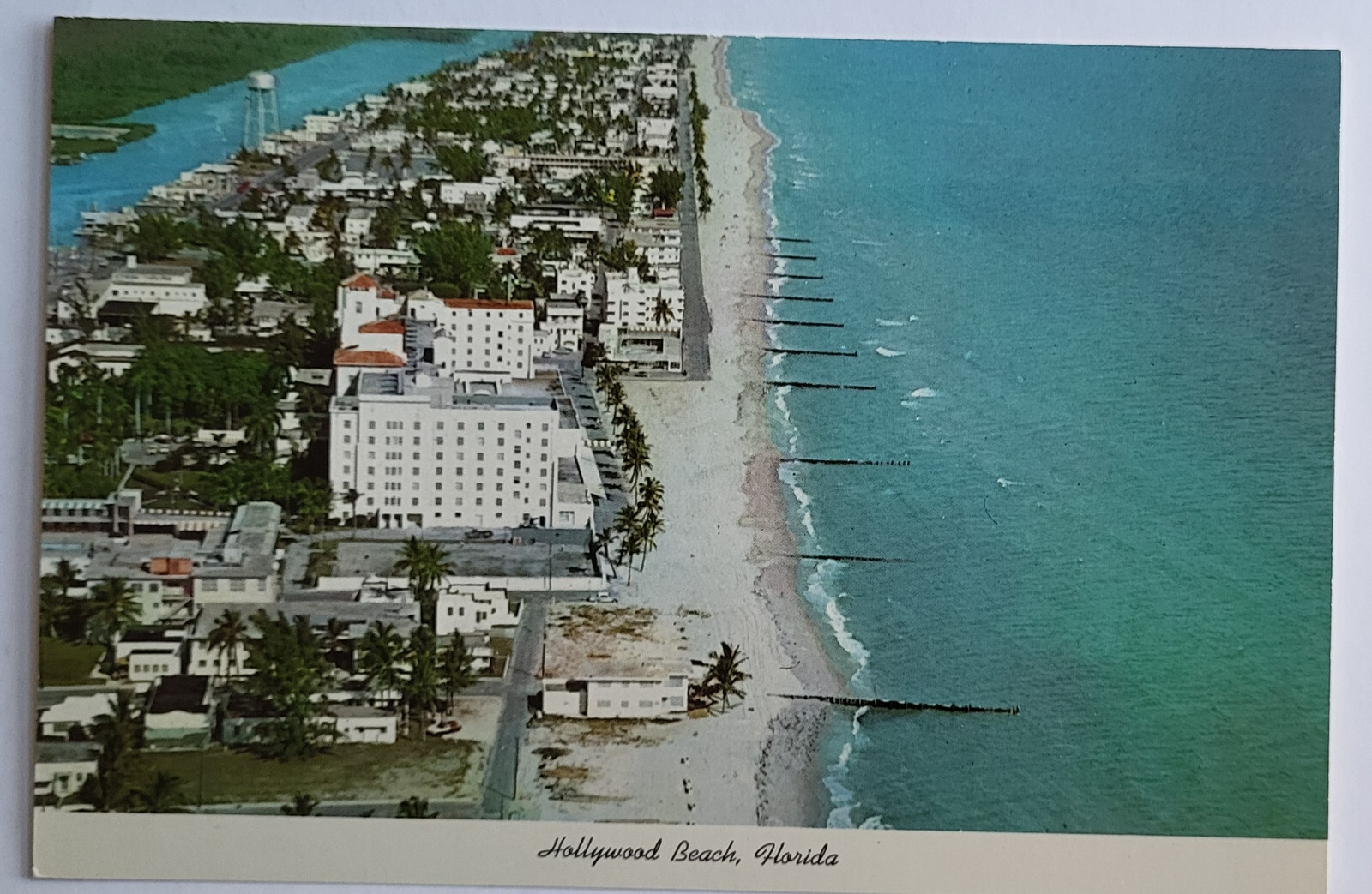 VTG 1964 CONTINENTAL PC  AERIAL HOLLYWOOD BEACH FL A LOT HAS CHANGED NOS MINT *