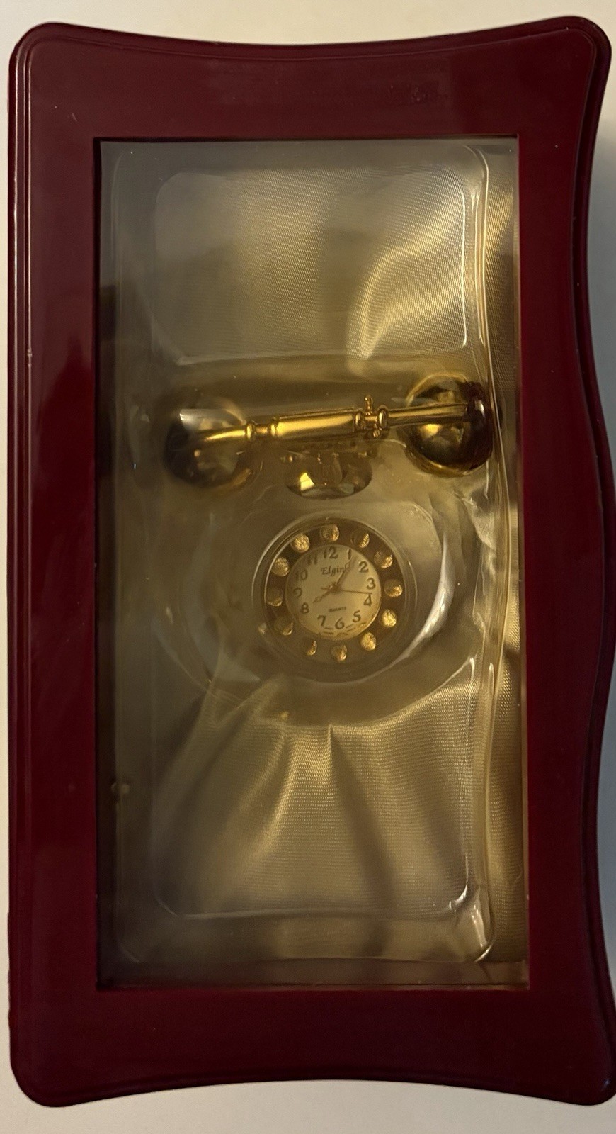 Vintage Elgin Gold Tone Jewelry Box Mini Clock