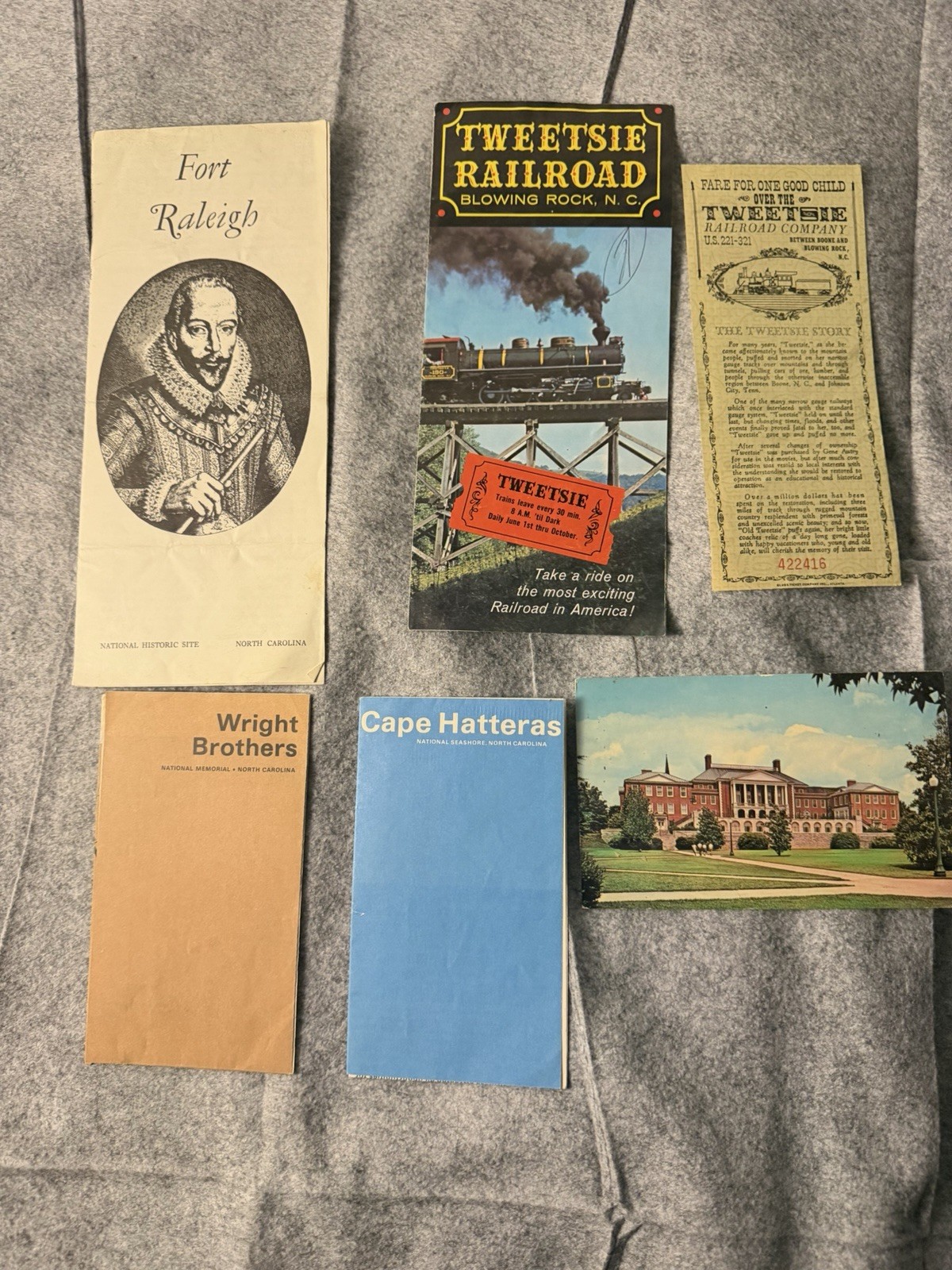 Vintage 60s-70s North Carolina visitor booklets, memorabilia, postcard lot