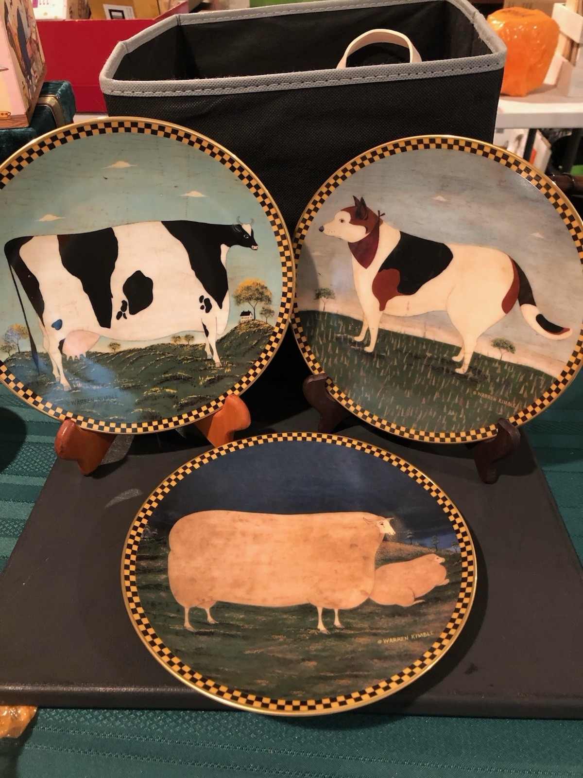 Lenox Warren Kimble Barnyard Animals Decorative Plate Set of 3 Folk Art 1994 Lenox Warren Kimble Barnyard Animals Decorative Plate Set of 3 Folk Art 1994