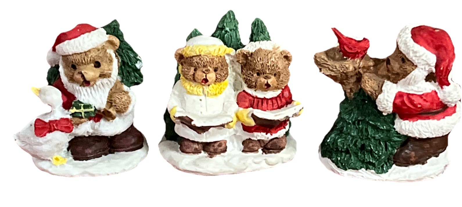 Set Of 3 Vintage Christmas Bears Figurines *2H