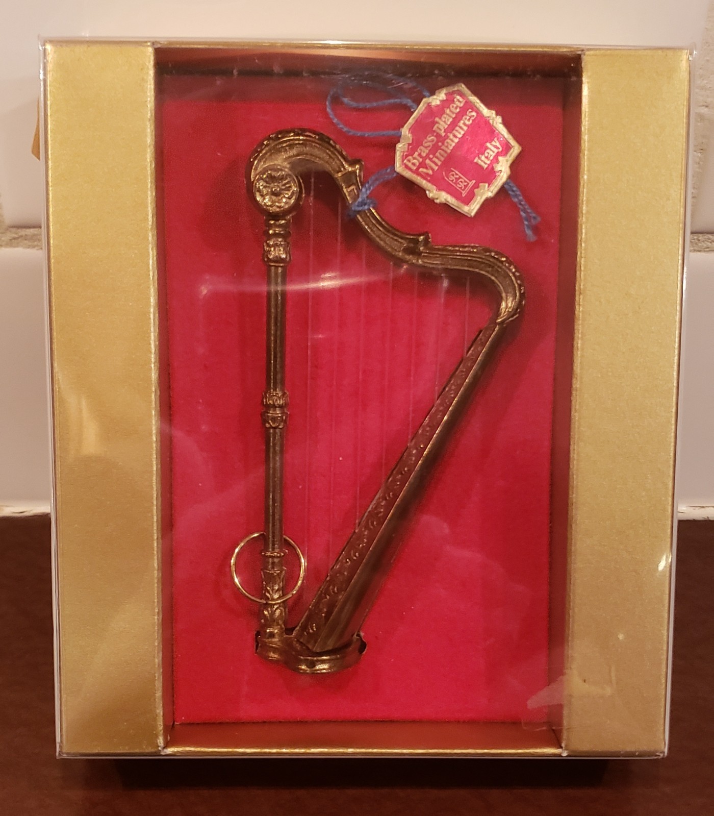 VTG Brass Plated Miniature Harp from The Salerni Collection by Roman Inc Italy