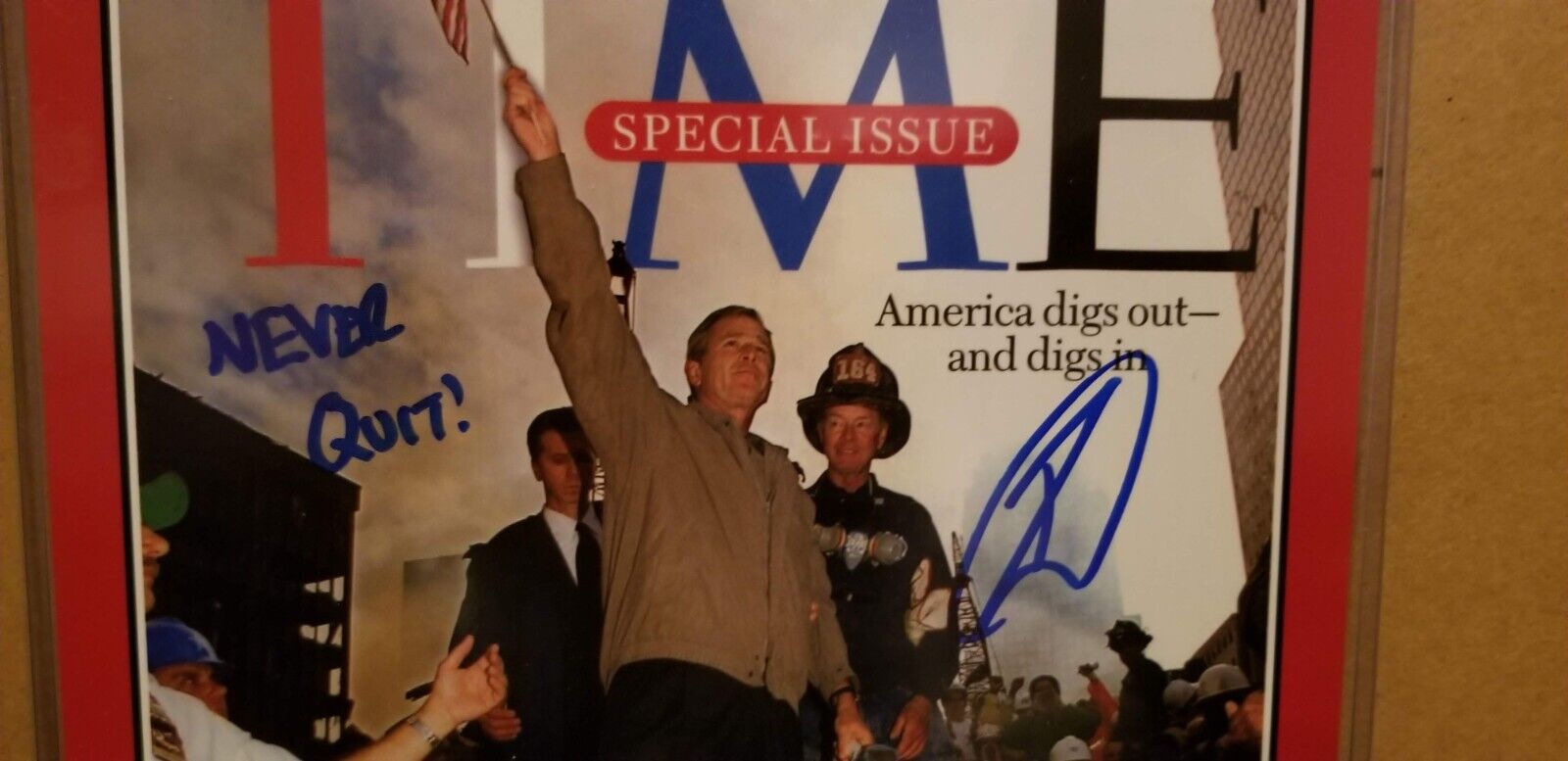 Rob O'Neill signed photo of Time magazine and 911 Prez Bush on cover PSA coa