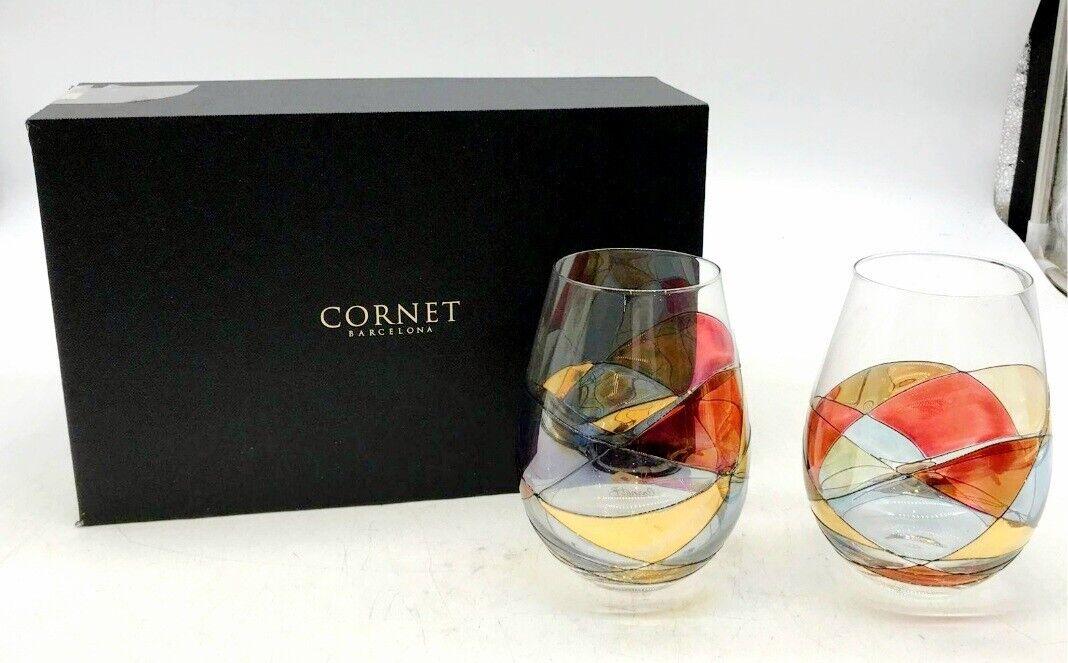 Cornet Barcelona Sagrada Stemless Handmade Wine Glasses  - Original Box