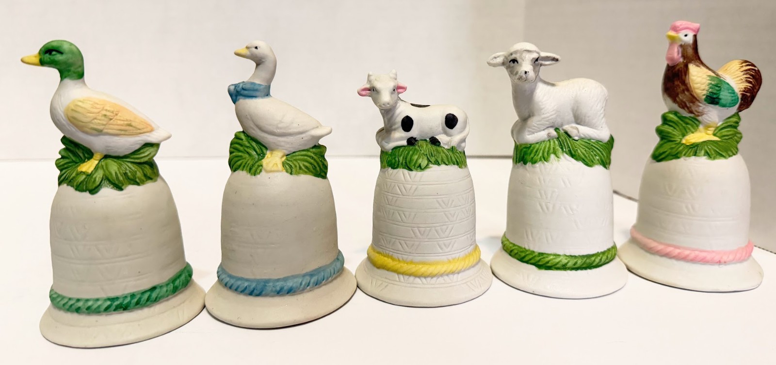 Lot of 5 Vintage Porcelain Ceramic Collectible Bells Animals