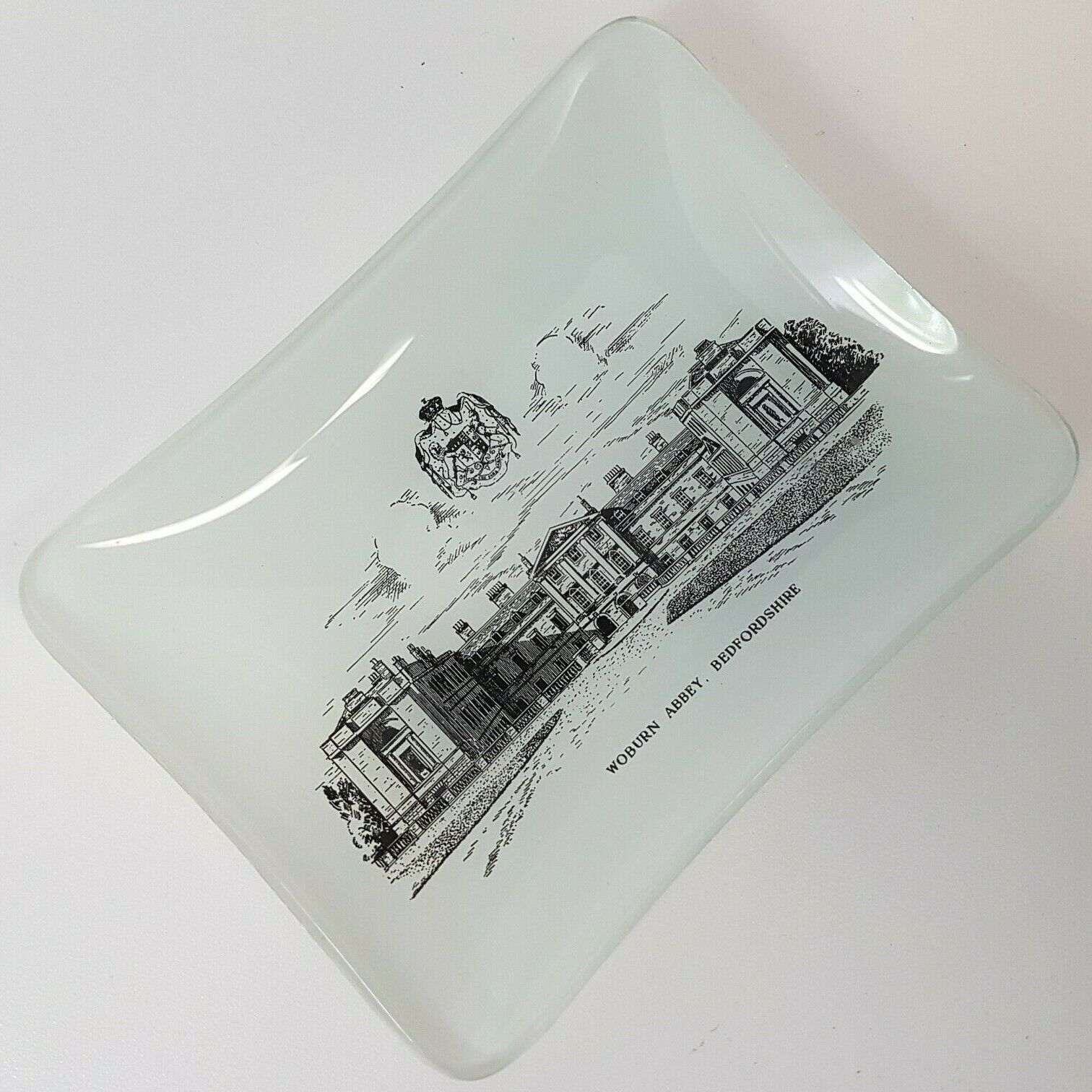 Woburn Abbey Bedfordshire England Collector\'s Glass Dish Small Vintage Opaque 