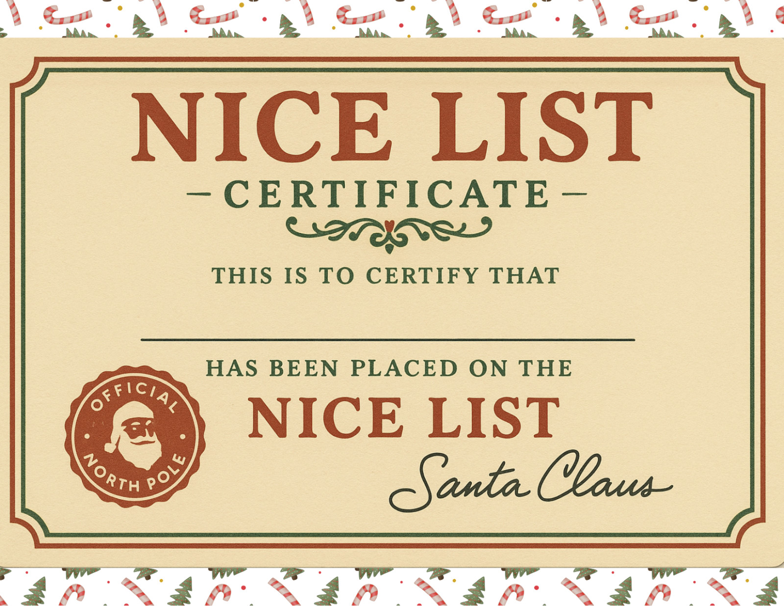 🎅✨ Personalized Nice List Certificate Postcard for Kids ✨🎅