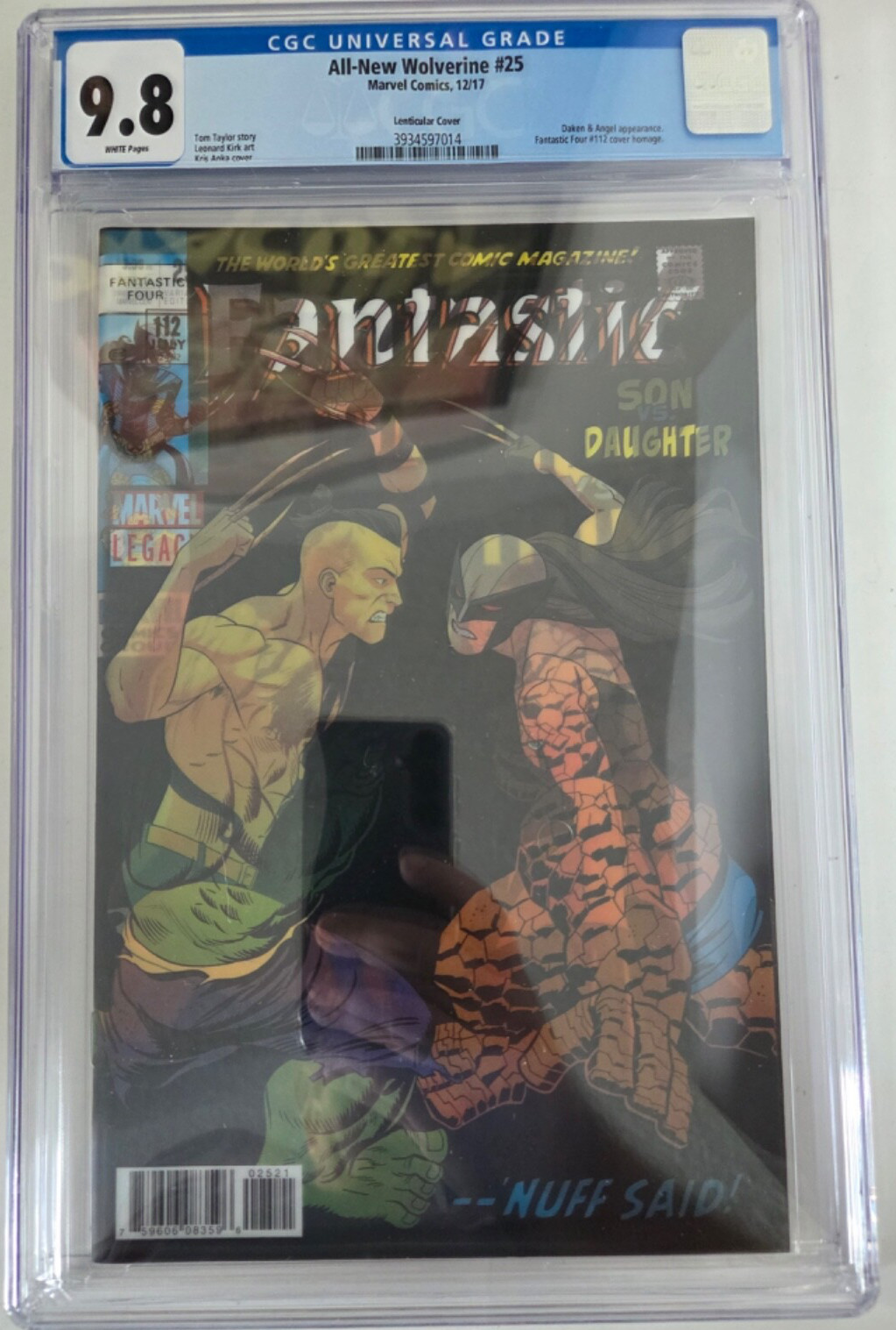 ALL-NEW WOLVERINE #25 CGC 9.8 GRADED 2017 LENTICULAR FANTASTIC FOUR #112 HOMAGE ALL-NEW WOLVERINE #25 CGC 9.8 GRADED 2017 LENTICULAR FANTASTIC FOUR #112 HOMAGE