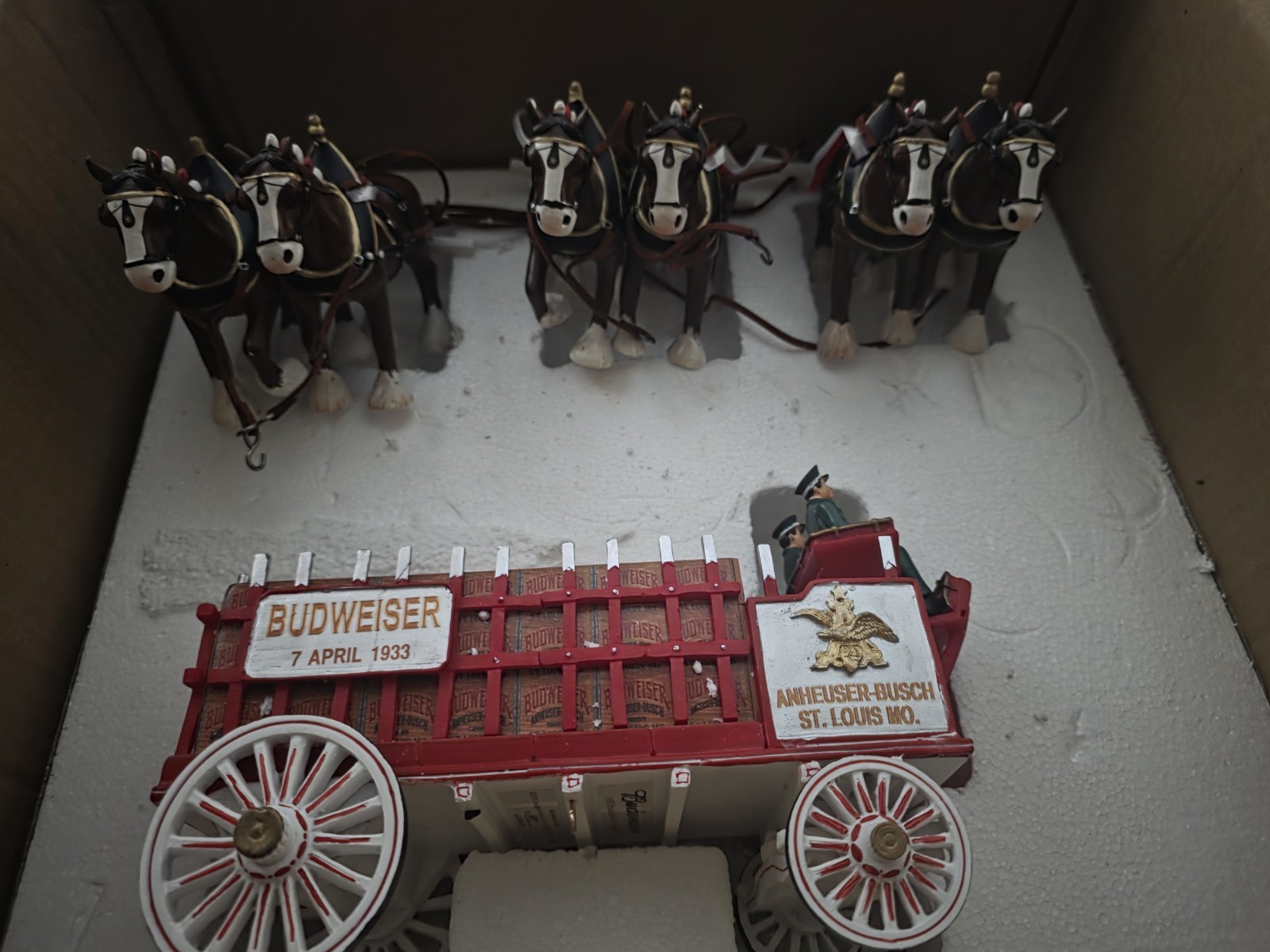 Budweiser Wagon And Clydesdales With C.O.A