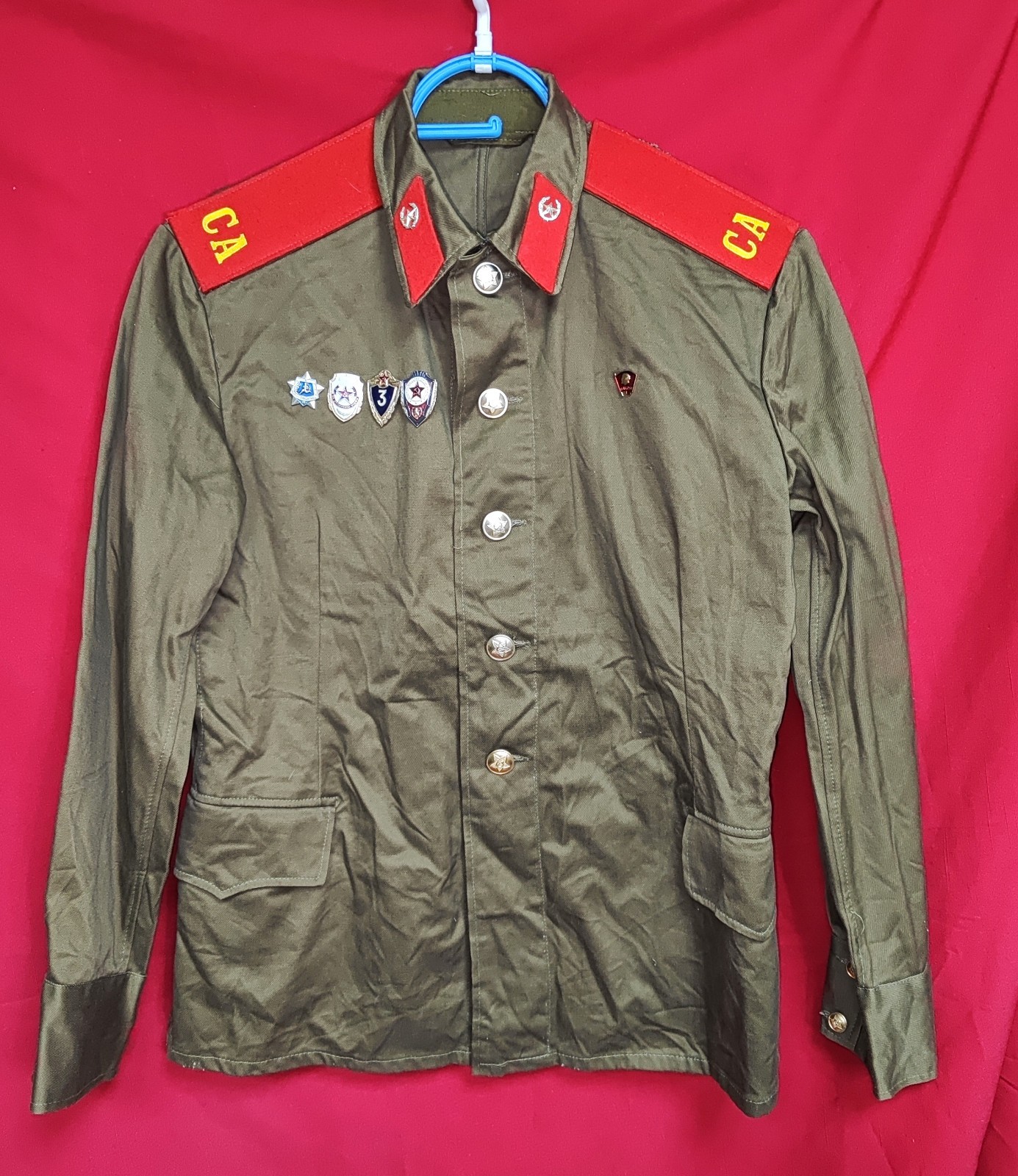 1988 Russian Soviet Army Infantry Soldier Field Uniform Cotton Jacket 5 Badges