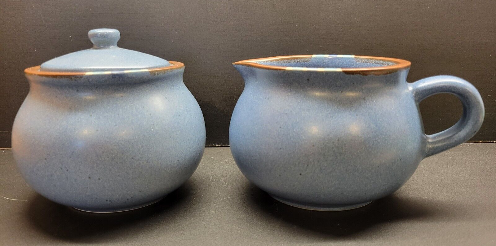 Dansk Mesa Sky Blue Creamer & Sugar Bowl w/Lid Stoneware Made in Japan